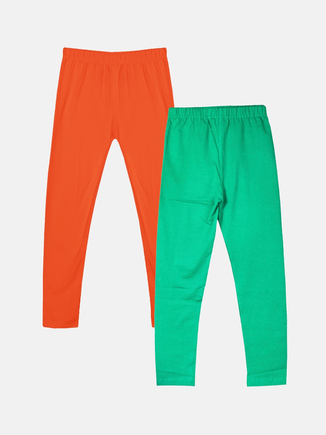 

KiddoPanti Girls Pack Of 2 Mid Rise Ankle Length Leggings, Orange