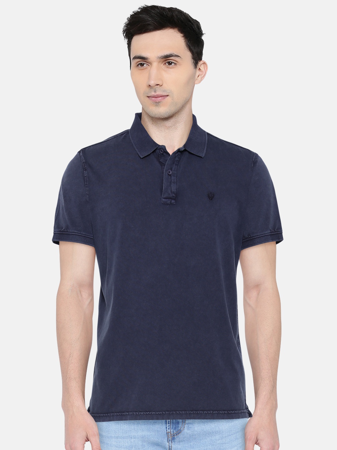 

Allen Solly Sport Men Navy Blue Solid Polo Collar T-shirt