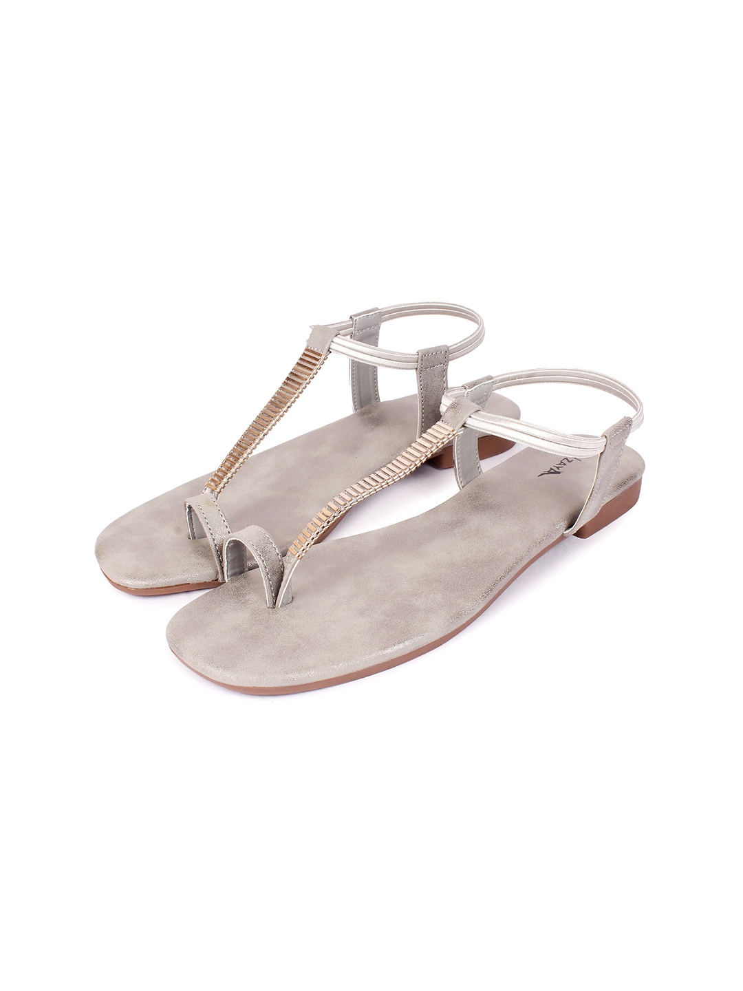 

WZAYA One Toe Flats With Backstrap, Grey