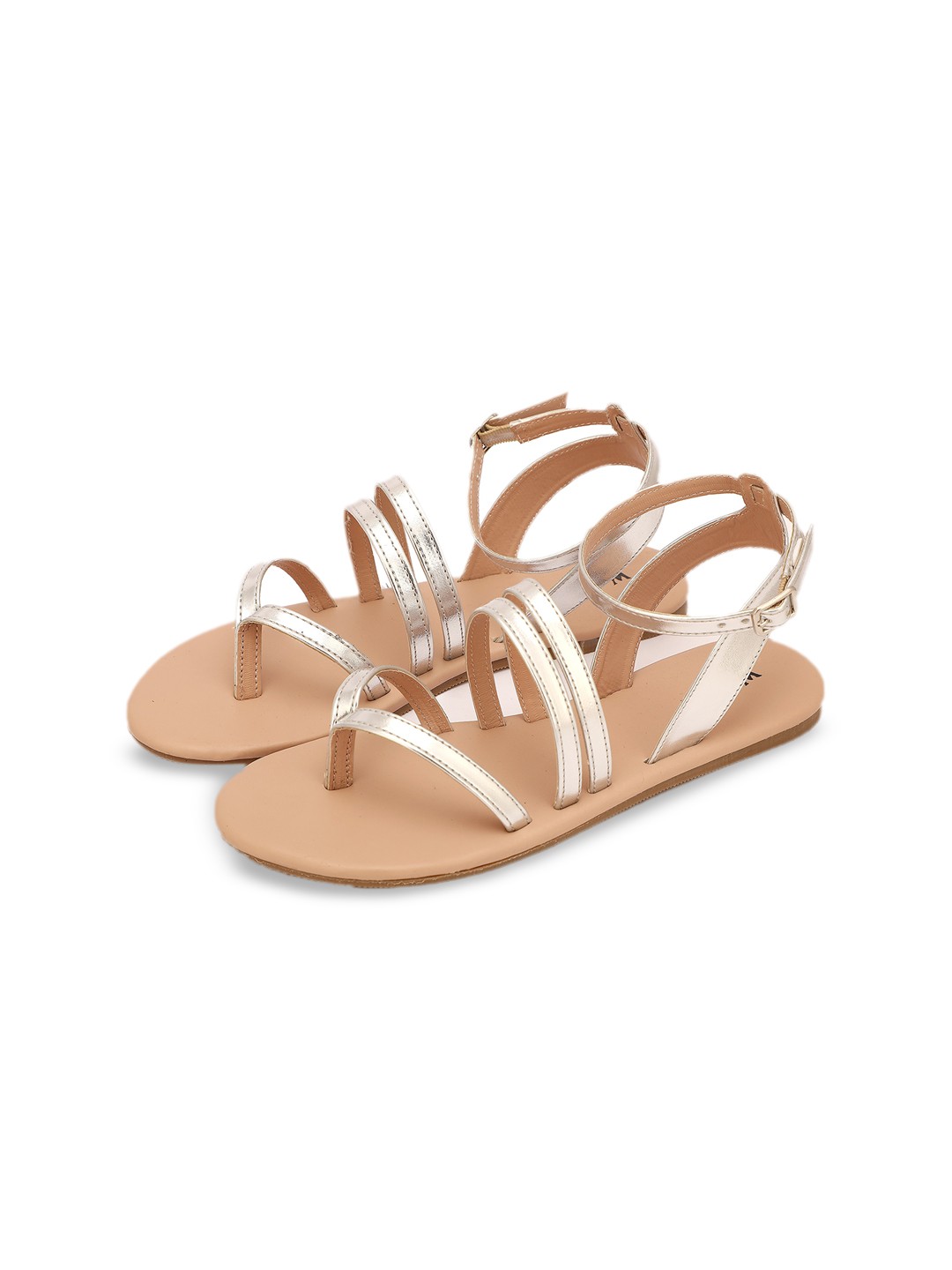 

WZAYA Solid Open Toe Flats, Silver