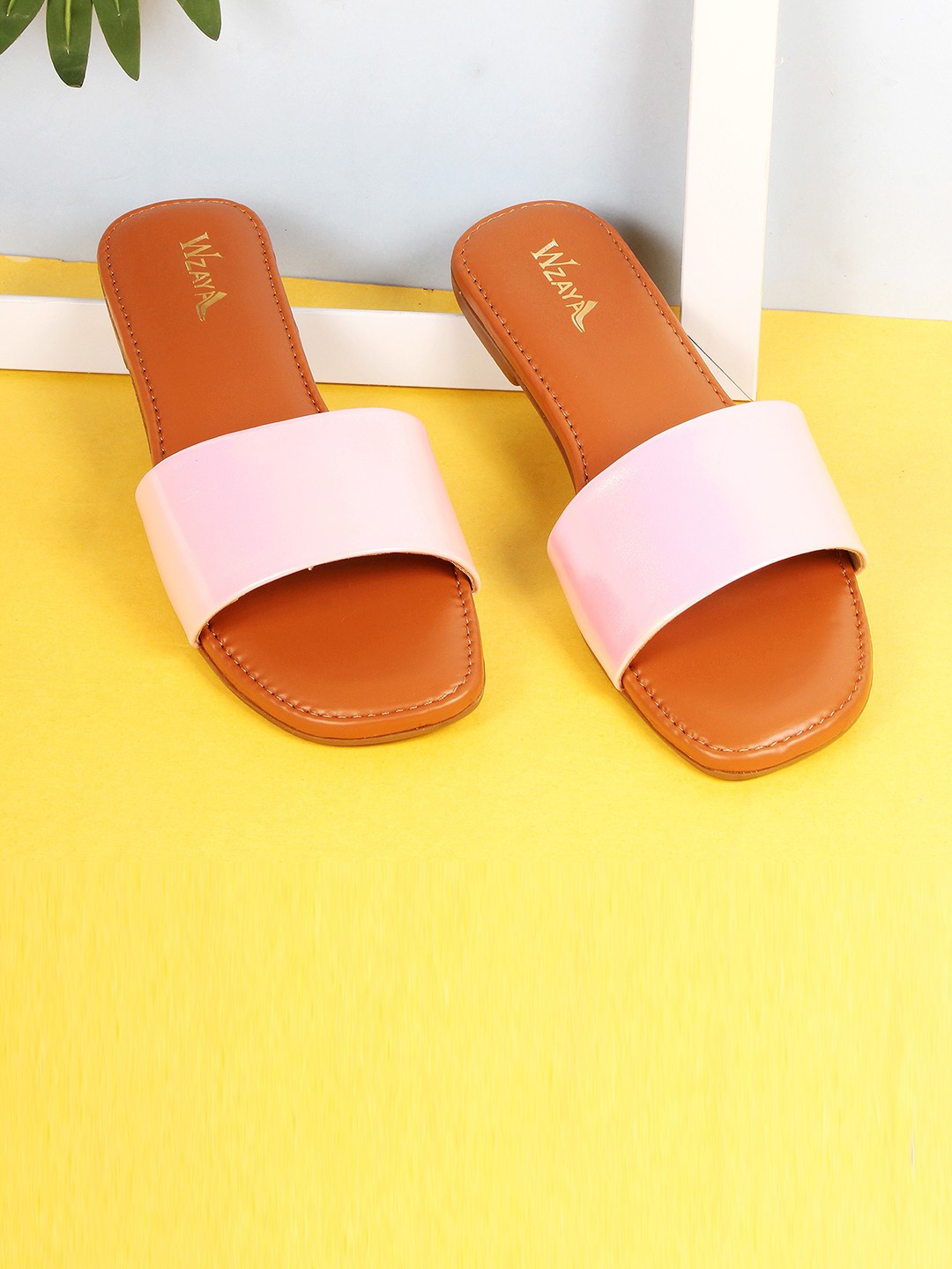 

WZAYA Open Toe Flats, Pink