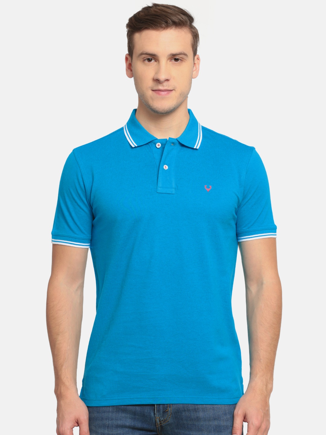 

Allen Solly Men Blue Solid Polo T-shirt