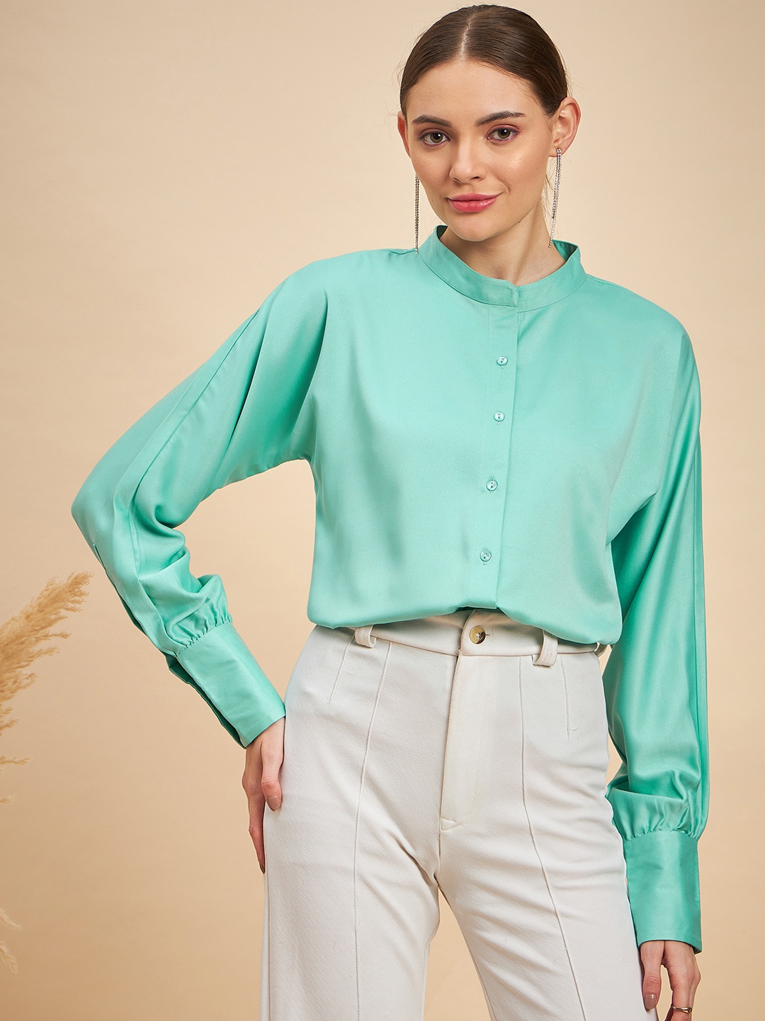 

MINT STREET Comfort Opaque Casual Shirt, Sea green
