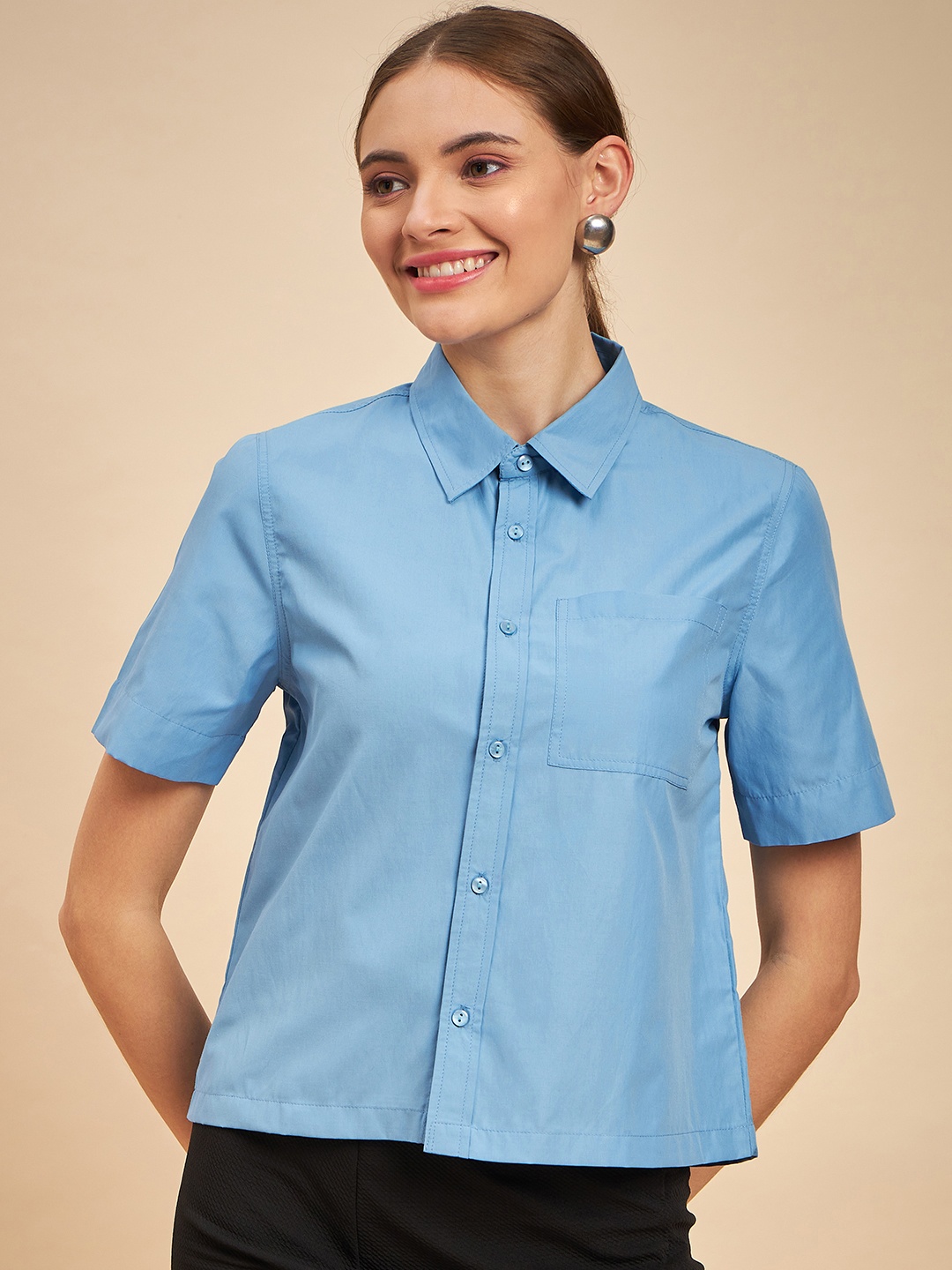 

MINT STREET Comfort Opaque Casual Shirt, Blue