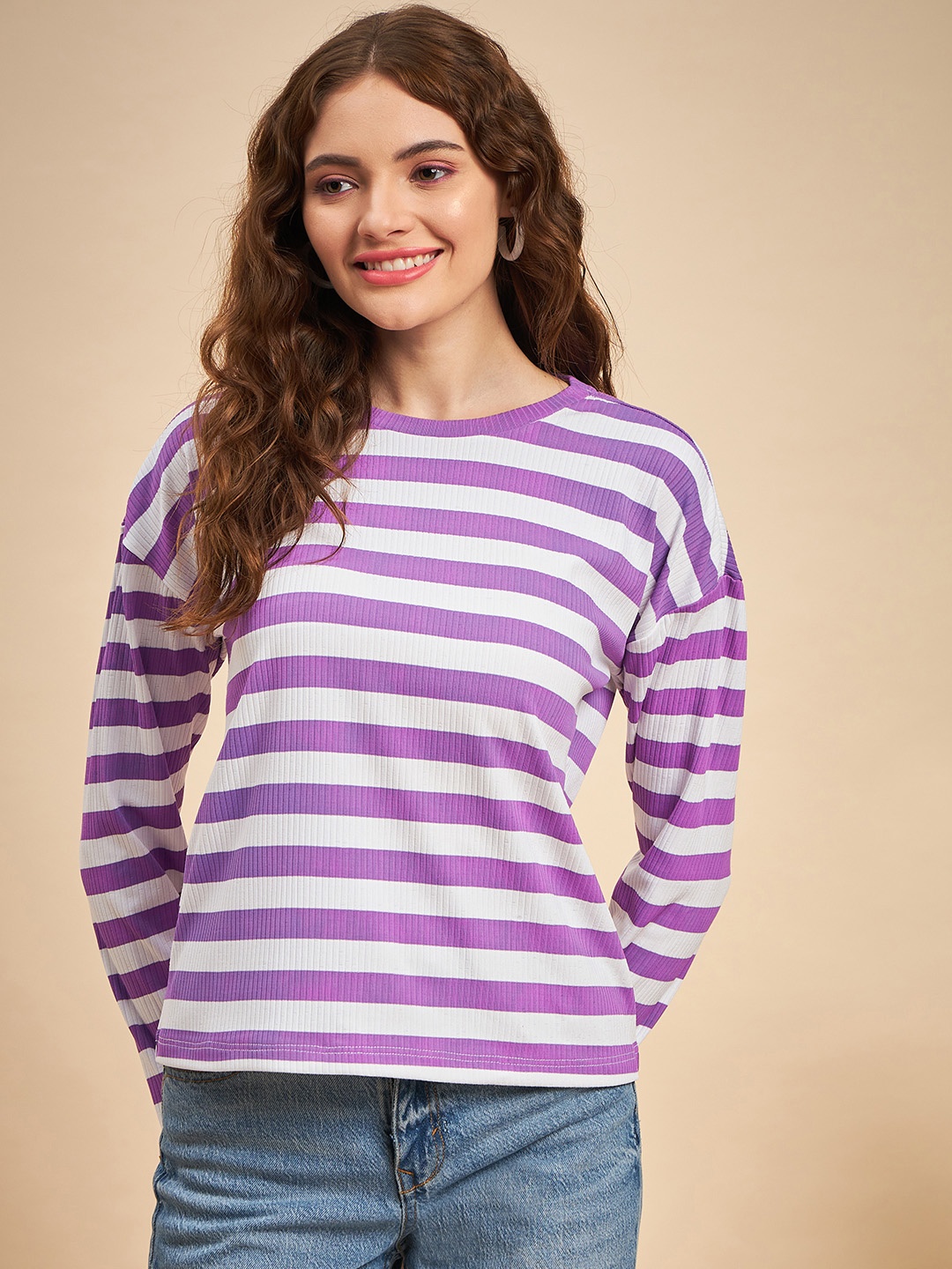 

MINT STREET Striped Pullover Sweatshirt, Purple