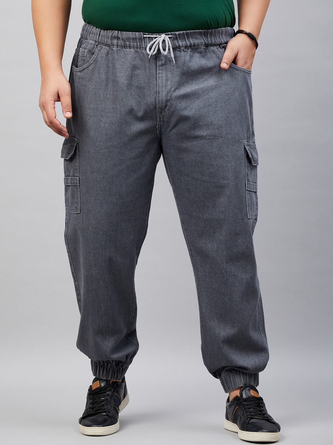 

STUDIO NEXX Plus Size Men Mid Rise Cotton Jogger, Grey