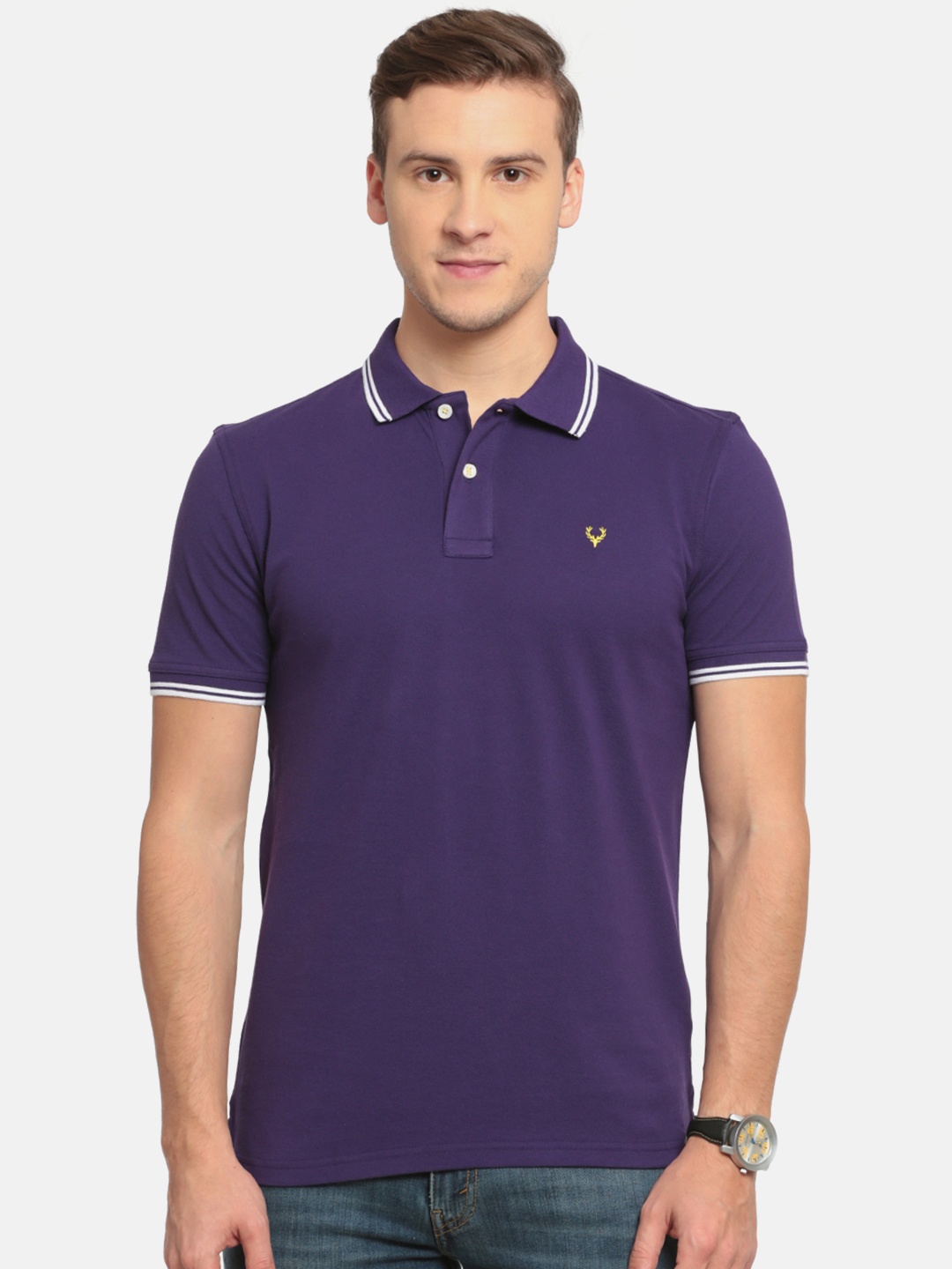 

Allen Solly Men Purple Solid Polo Collar T-shirt