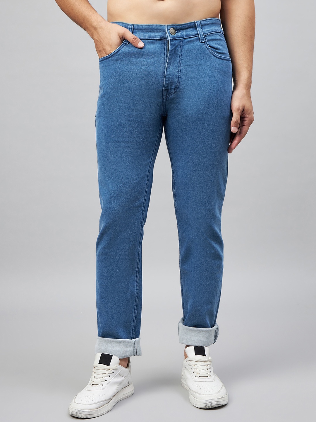

STUDIO NEXX Men Comfort Relaxed Fit Clean Look Mid-Rise Stretchable Jeans, Blue