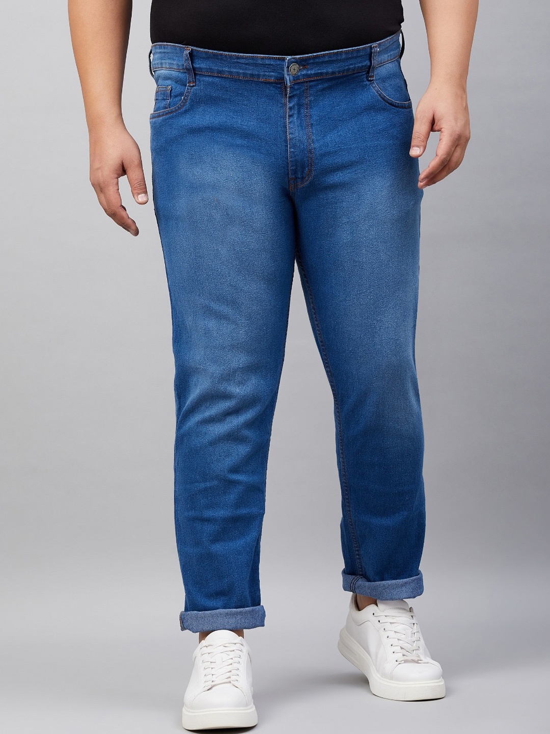 

STUDIO NEXX Plus Size Men Slim Fit Light Fade Stretchable Jeans, Blue