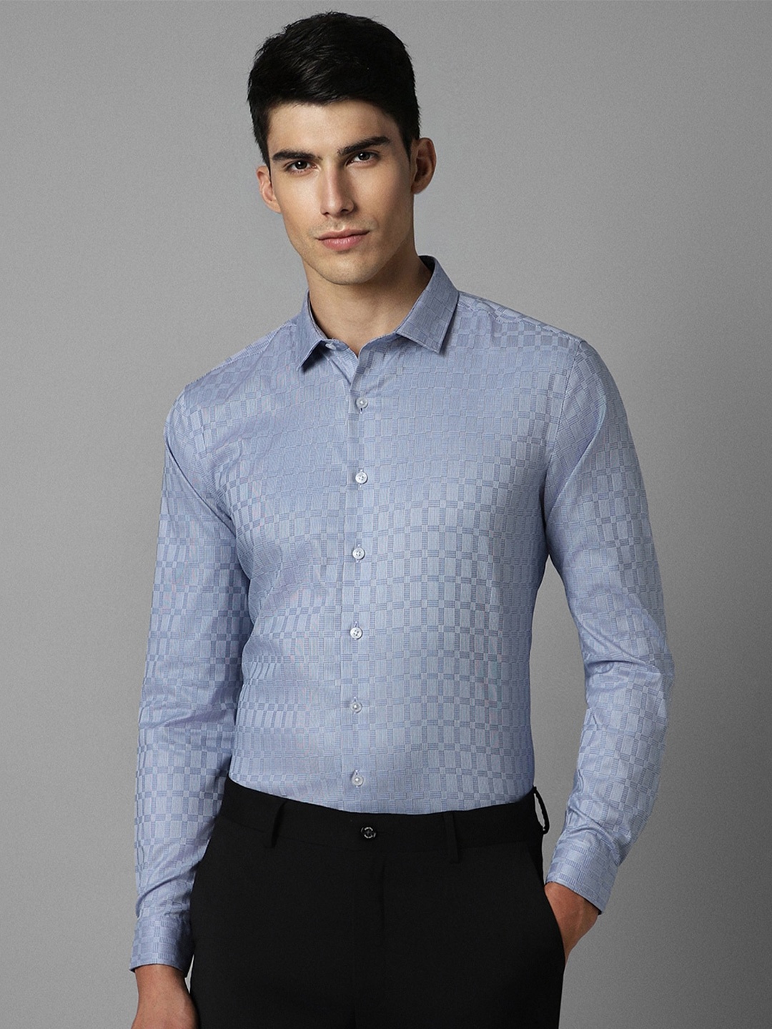

Louis Philippe Textured Slim Fit Formal Shirt, Blue