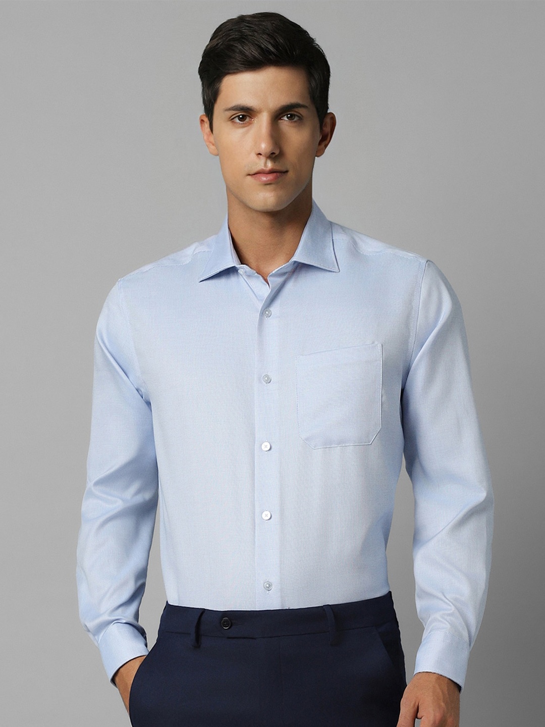 

Louis Philippe Permapress Pure Cotton Opaque Wrinkle Free Formal Shirt, Blue