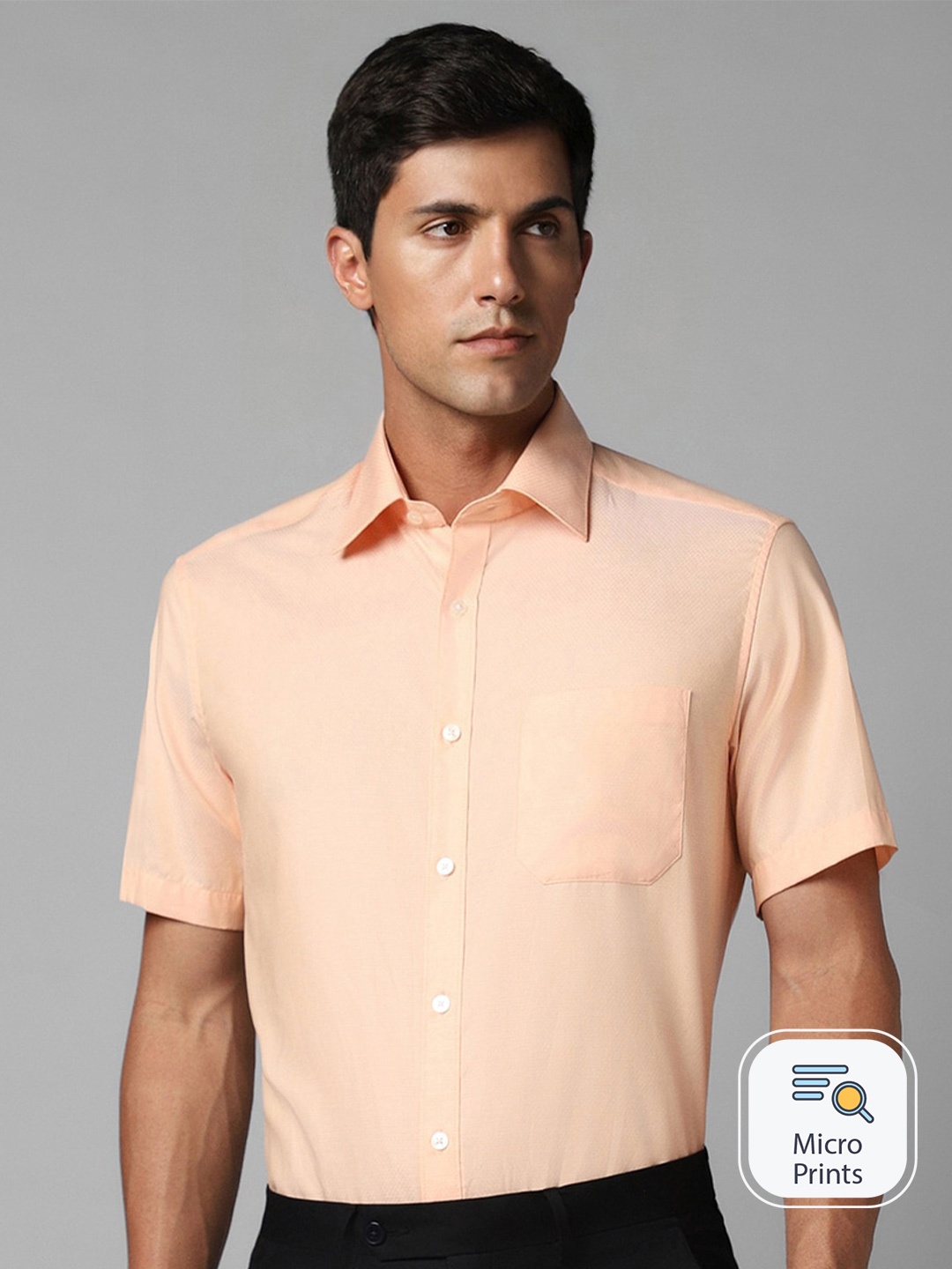 

Louis Philippe Classic Micro Ditsy Printed Cotton Formal Shirt, Peach