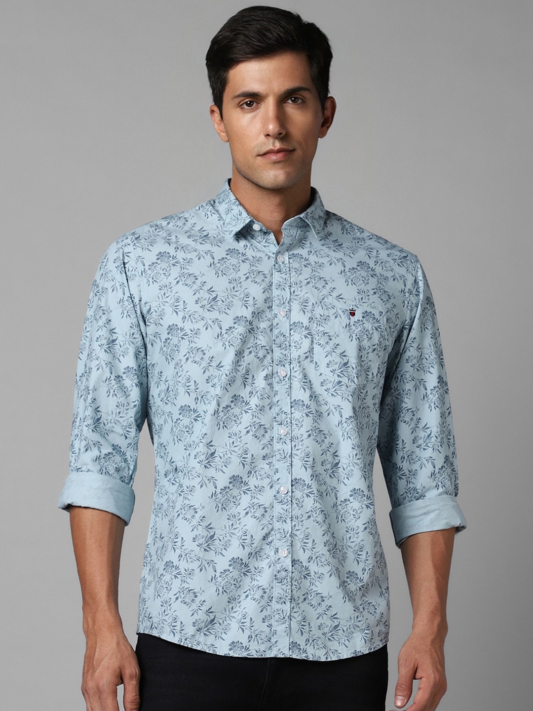 

Louis Philippe Jeans Slim Fit Floral Opaque Printed Pure Cotton Casual Shirt, Blue