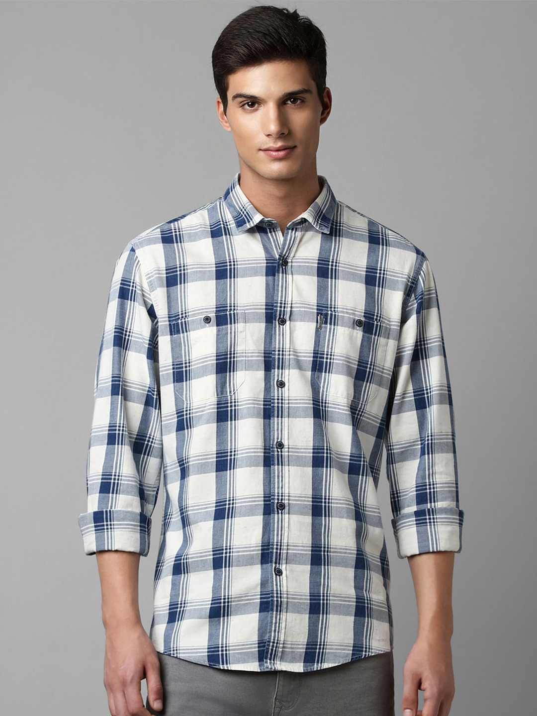 

Louis Philippe Jeans Checked Slim Fit Pure Cotton Casual Shirt, White