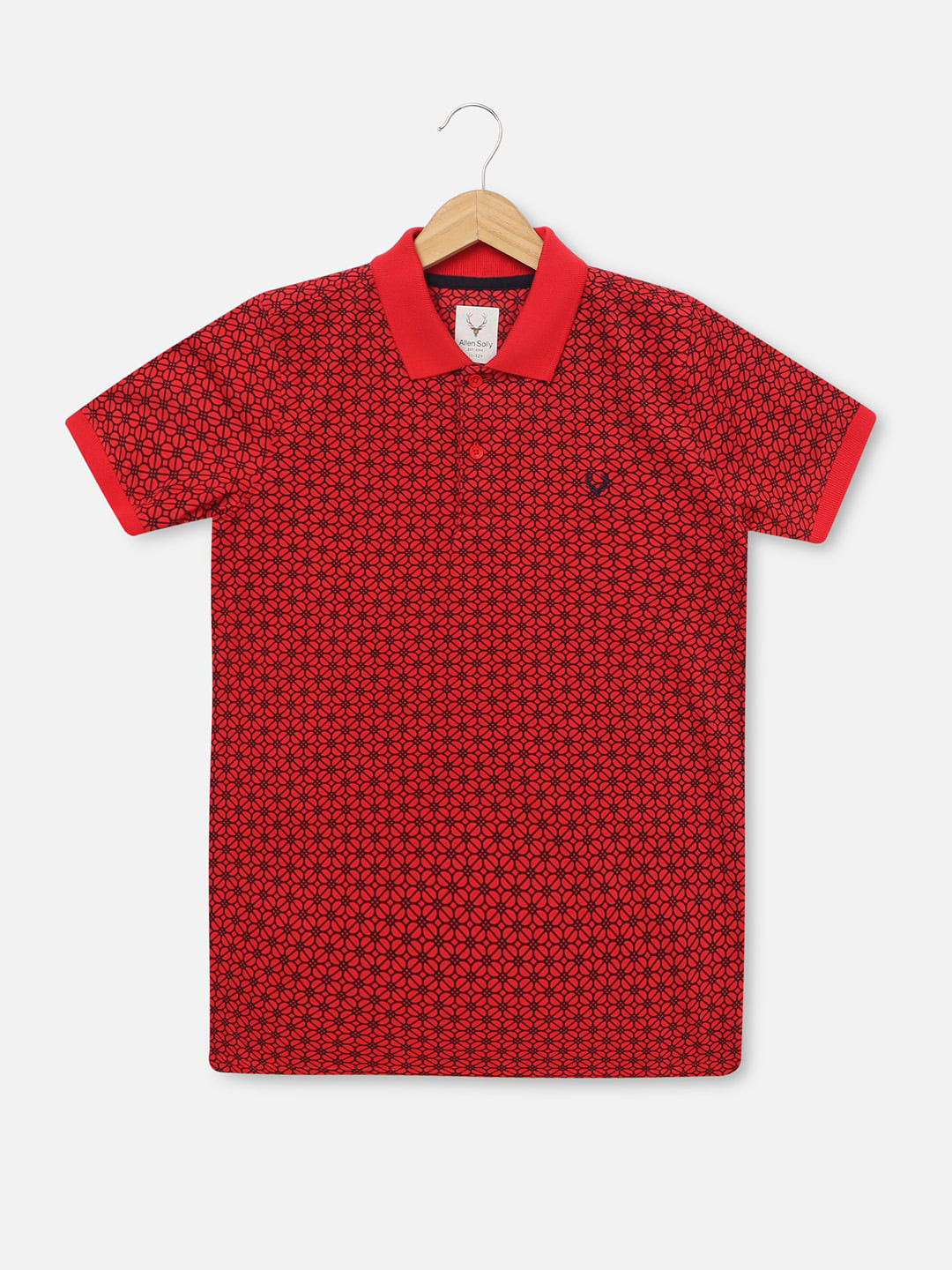 

Allen Solly Junior Boys Geometric Printed Polo Collar Pure Cotton T-shirt, Red