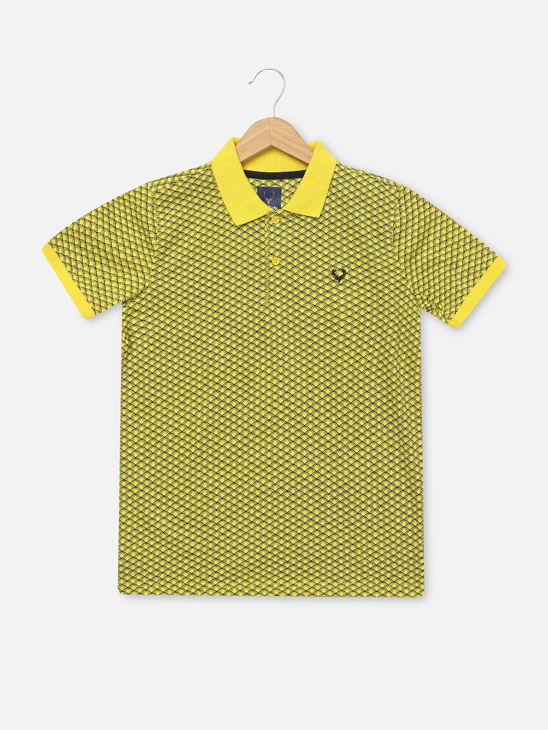

Allen Solly Junior Boys Geometric Printed Polo Collar Pure Cotton T-shirt, Yellow
