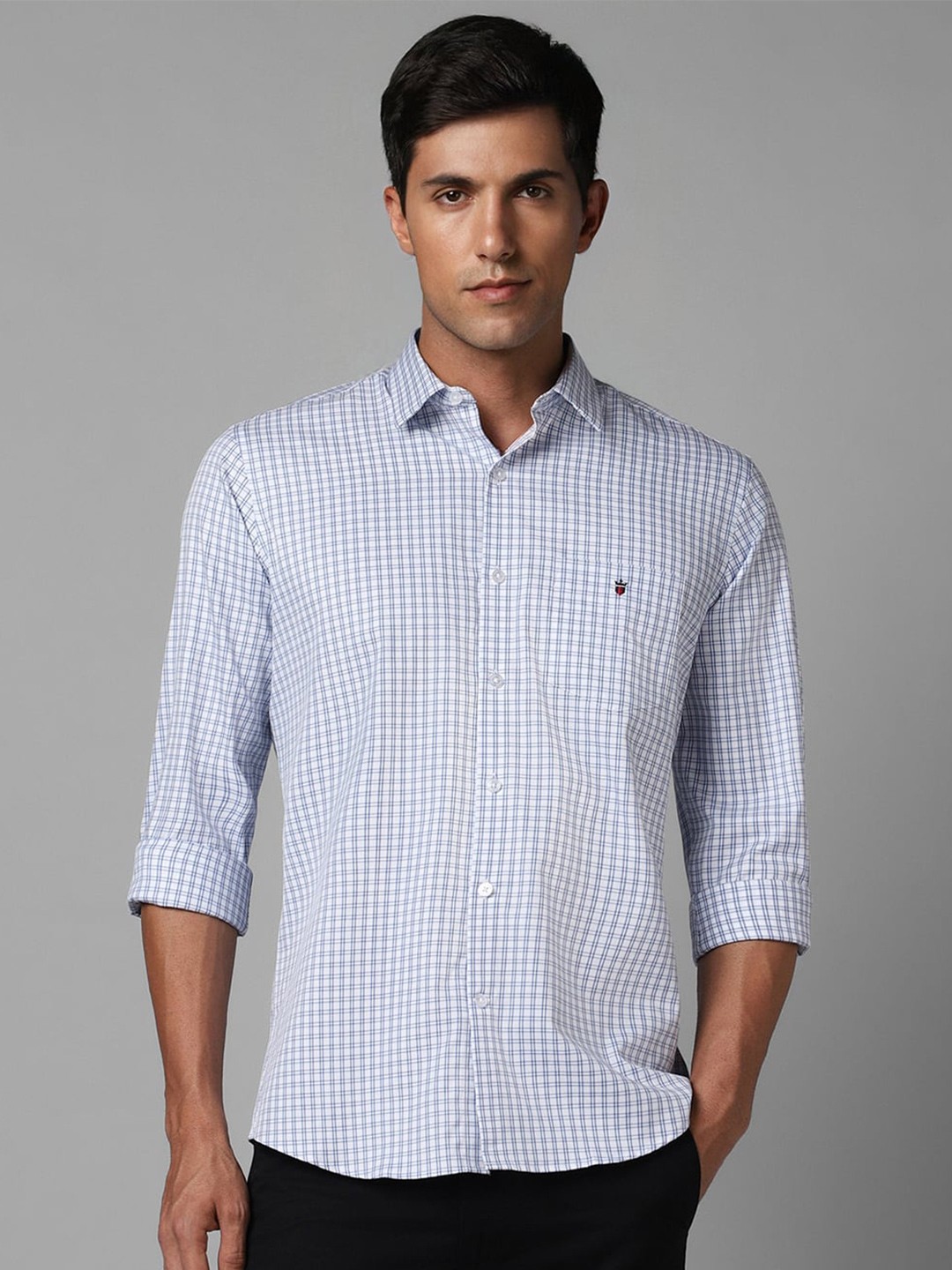 

Louis Philippe Sport Men Grid Tattersall Checked Slim Fit Pure Cotton Casual Shirt, Blue