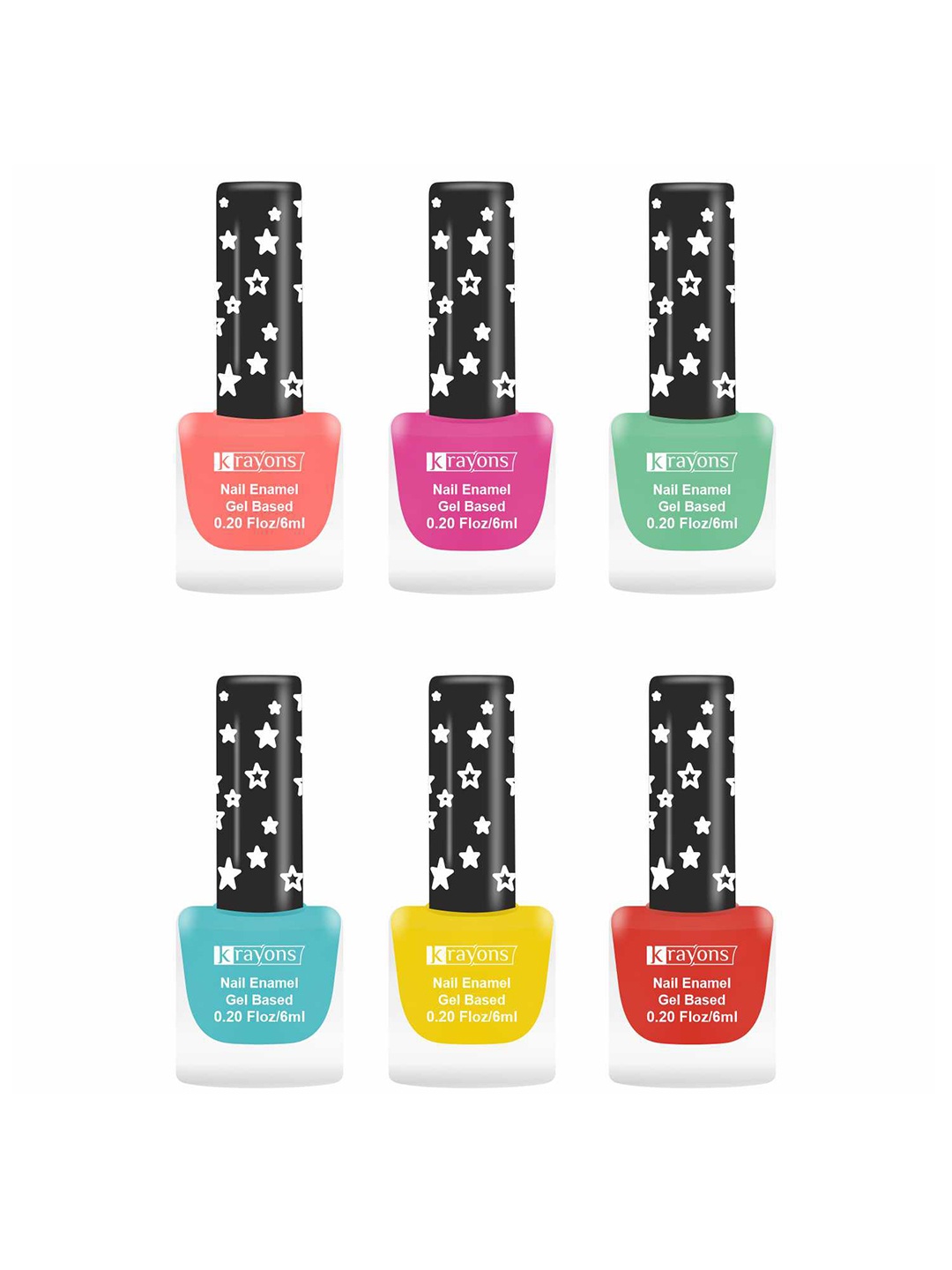 

krayons Set Of 6 Gel Based Matte Finish Nail Enamel - 6 ml each, Peach