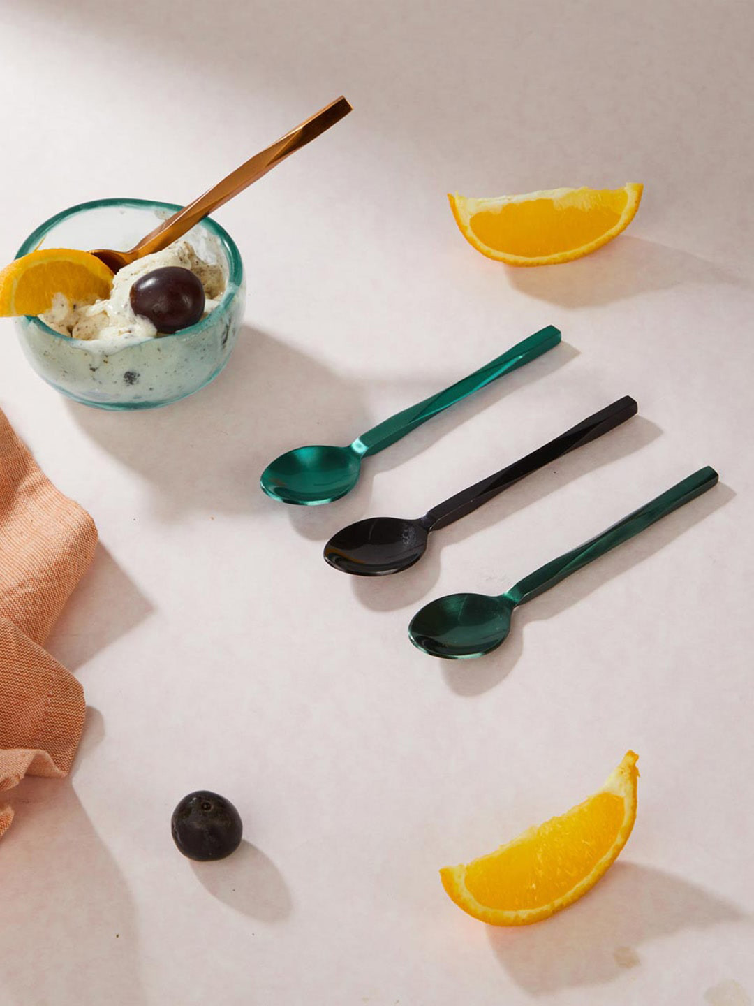 

Fabindia Green & Blue 4 Pieces Metal Dessert Spoons