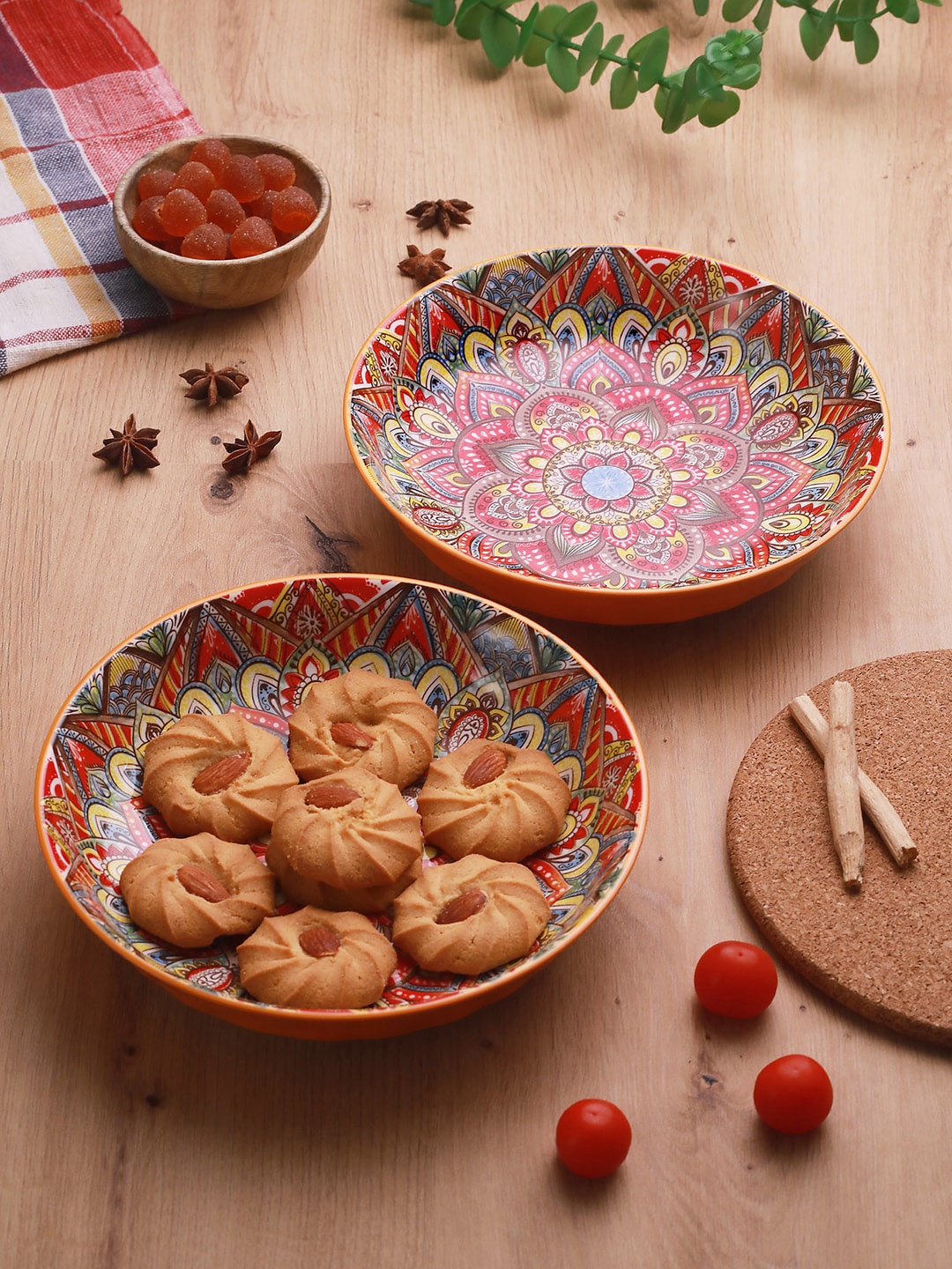 

TIED RIBBONS Red & Blue 2 Pcs Printed Serving Plates 750ml