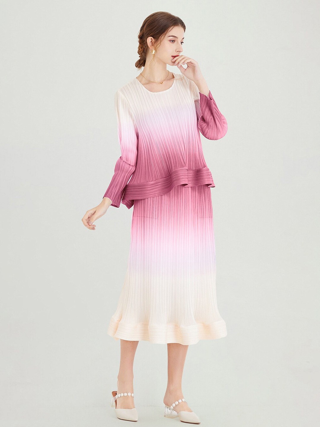 

JC Collection Ombre Dyed Top With Skirt Co-Ords, Pink