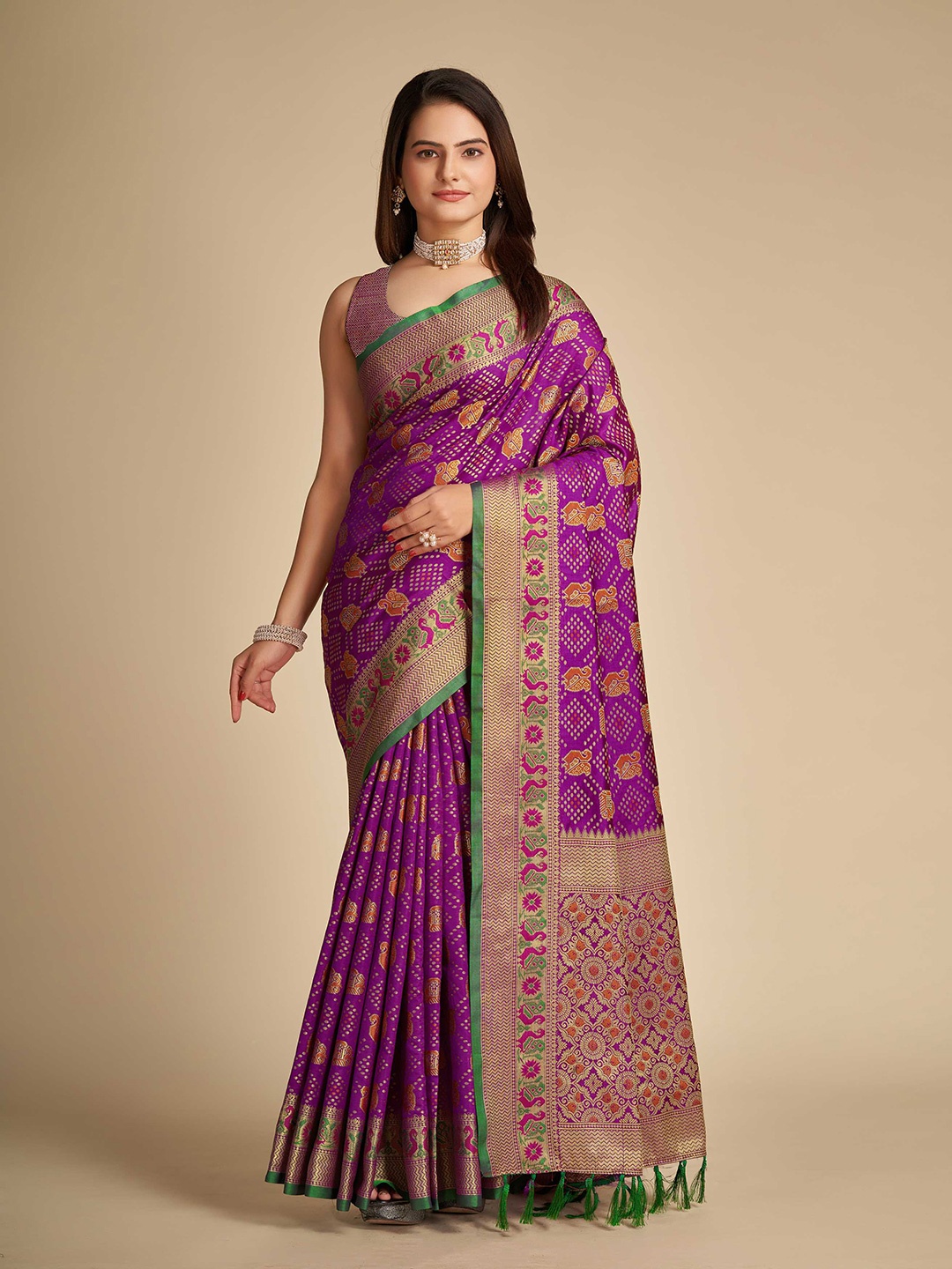 

Mitera Woven Design Zari Patola Saree, Purple