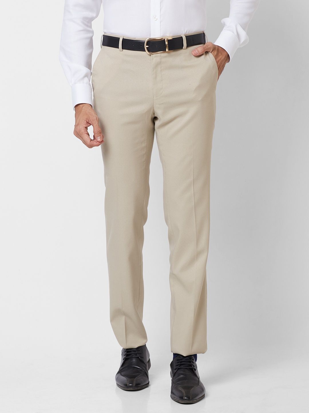 

Raymond Men Slim Fit Formal Trousers, Beige