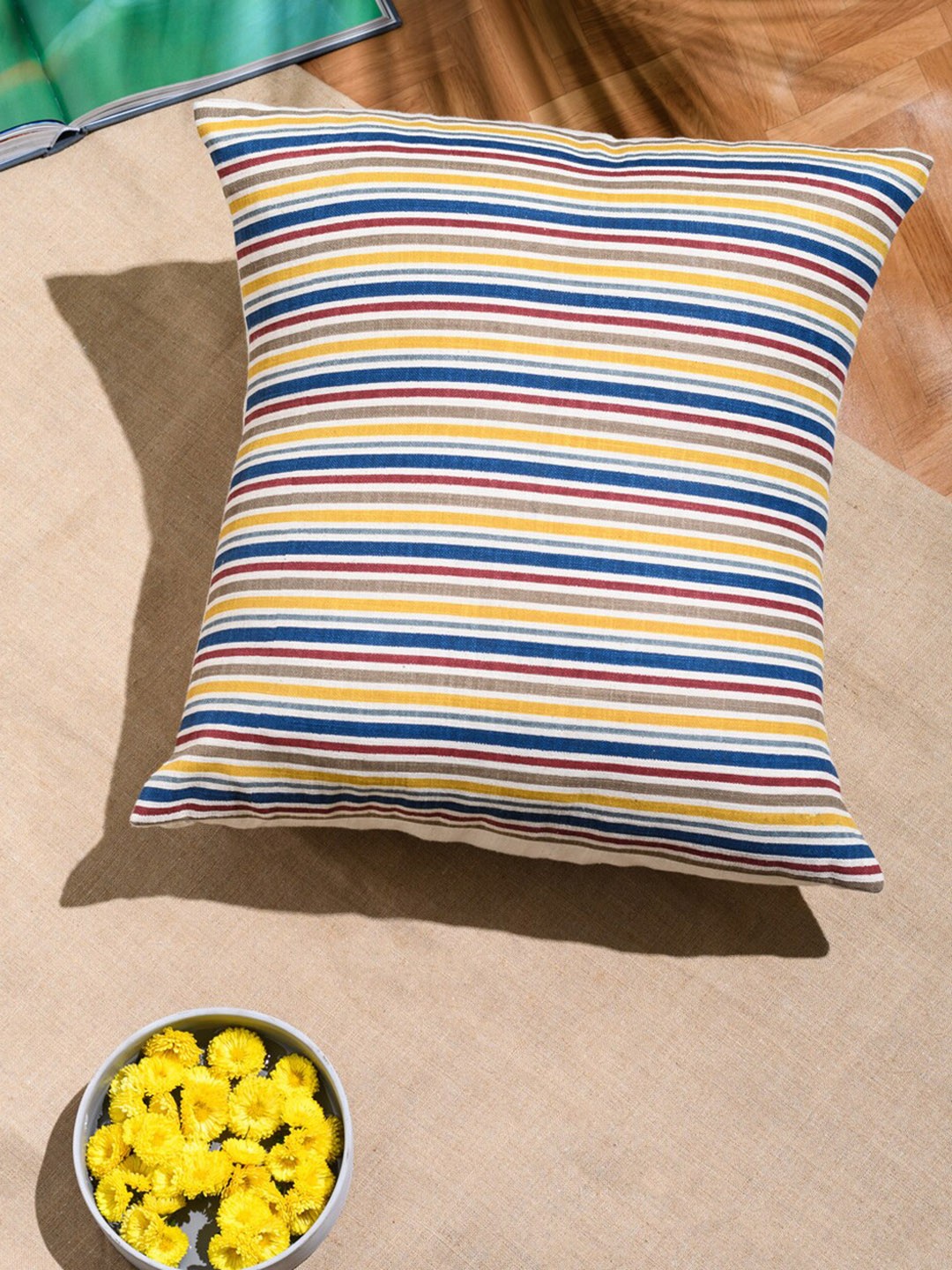 

Fabindia Red & White Striped Cotton Square Cushion Cover