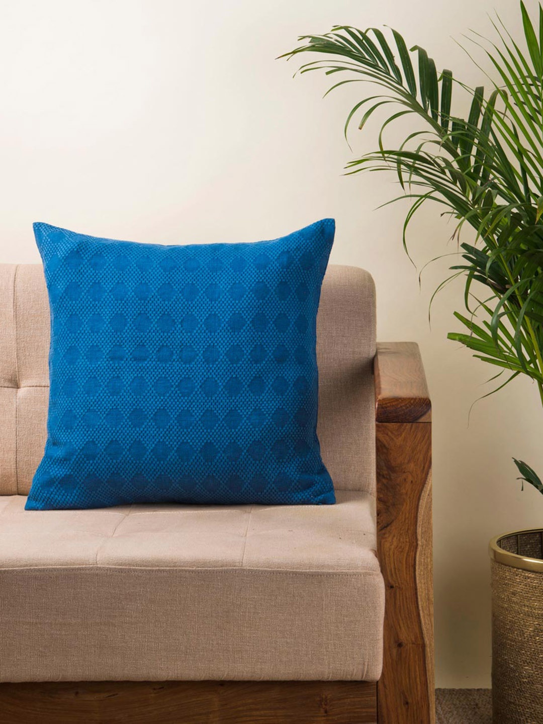 

Fabindia Blue Cotton Square Cushion Cover