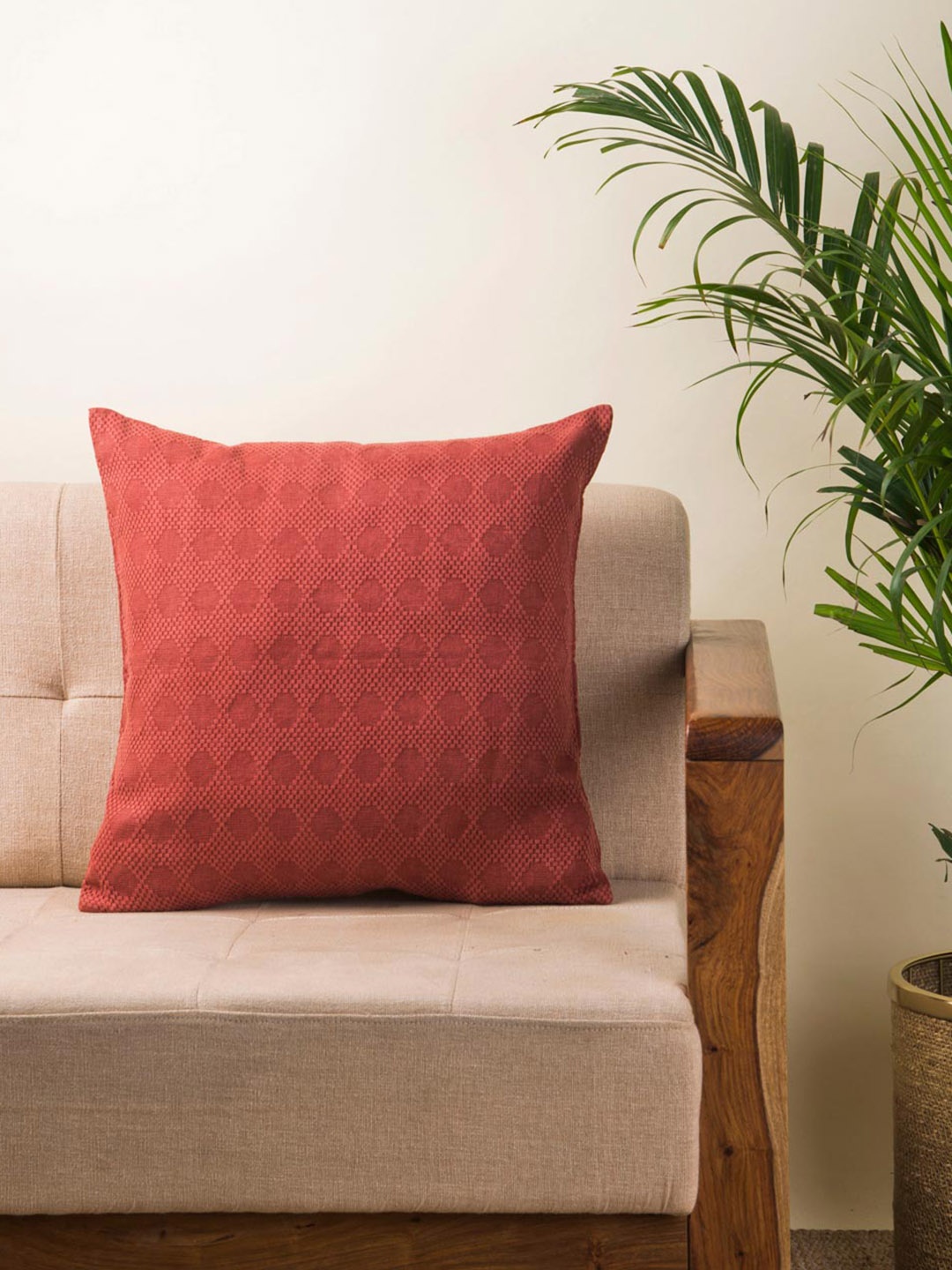 

Fabindia Red Cotton Square Cushion Cover