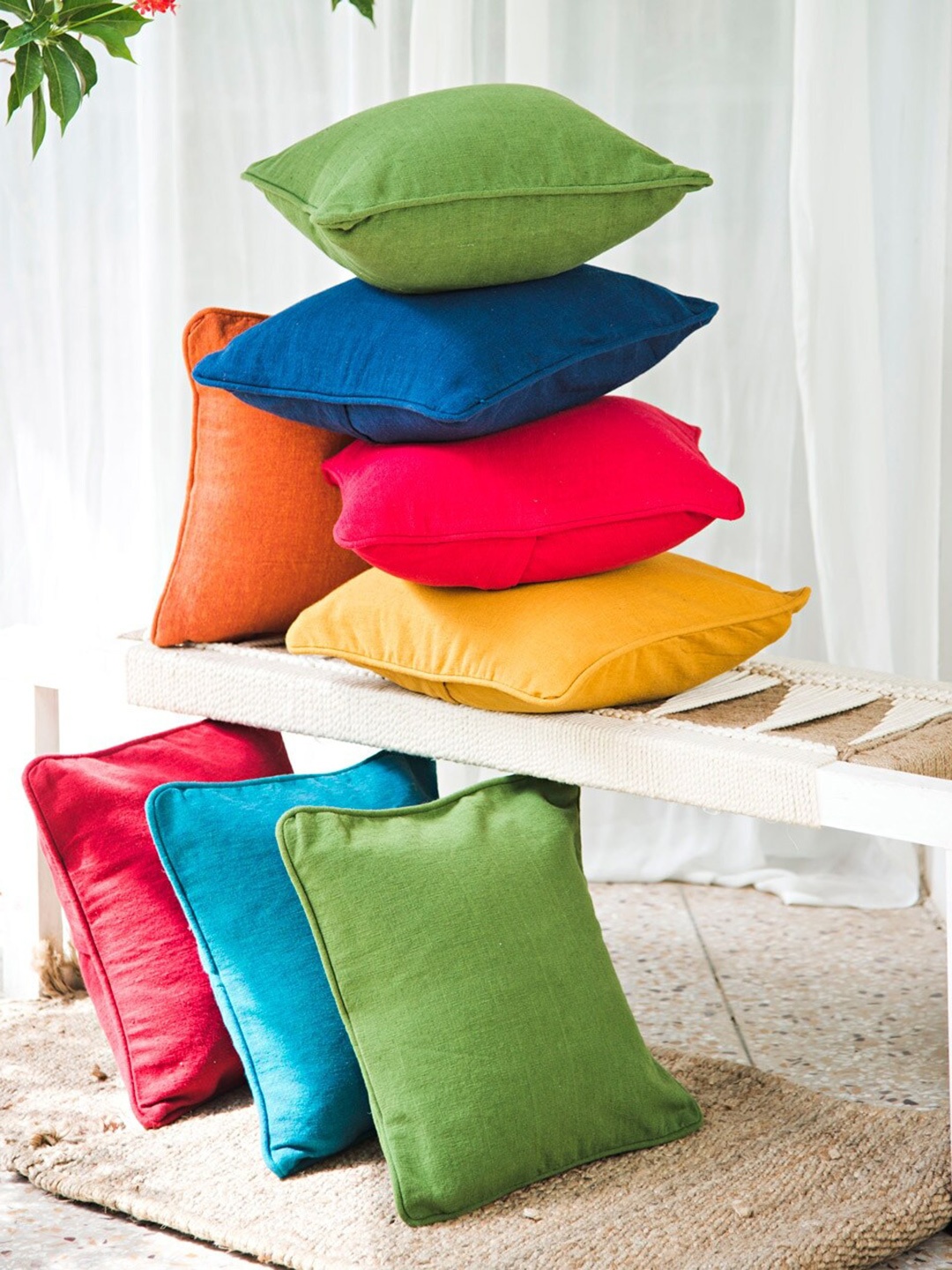 

Fabindia Deepali Red Self Design Cotton Square Cushion Cover