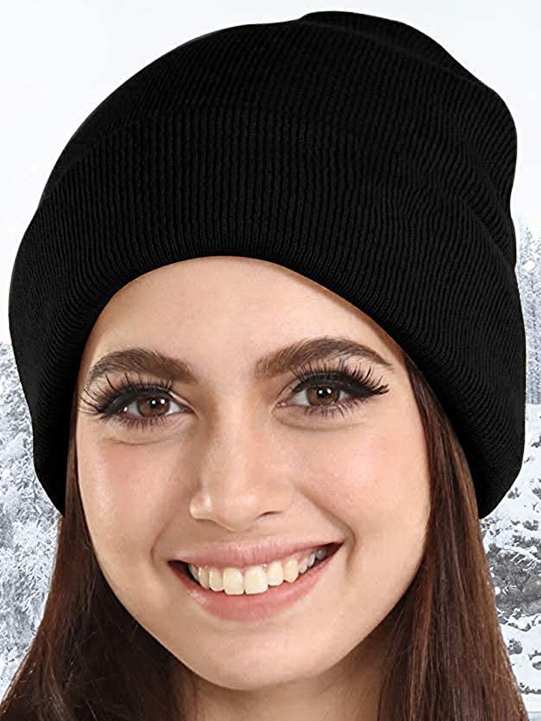

Rodzen Self Design Woollen Beanie, Black