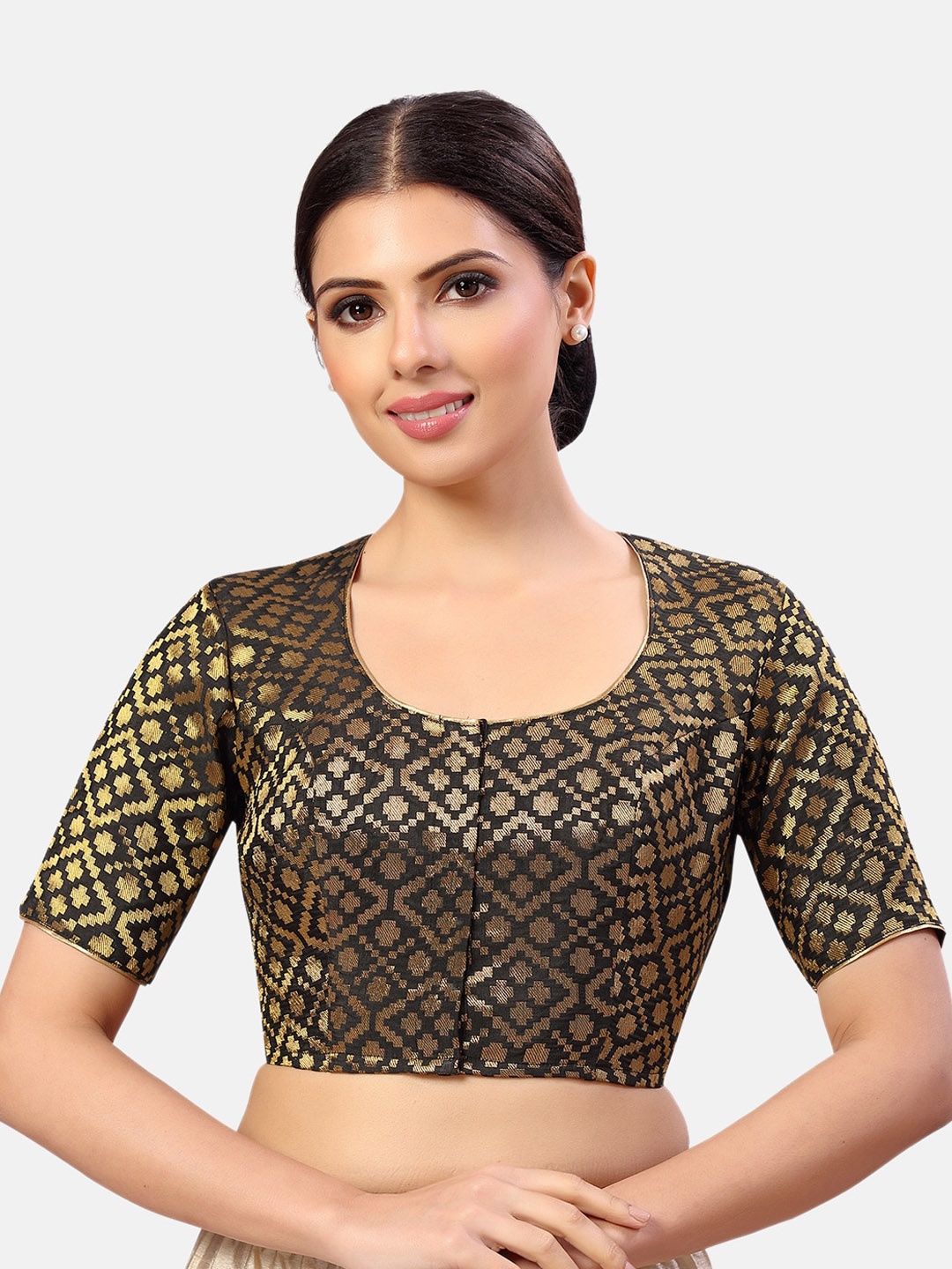 

Studio Shringaar Woven Design Brocade Saree Blouse, Black