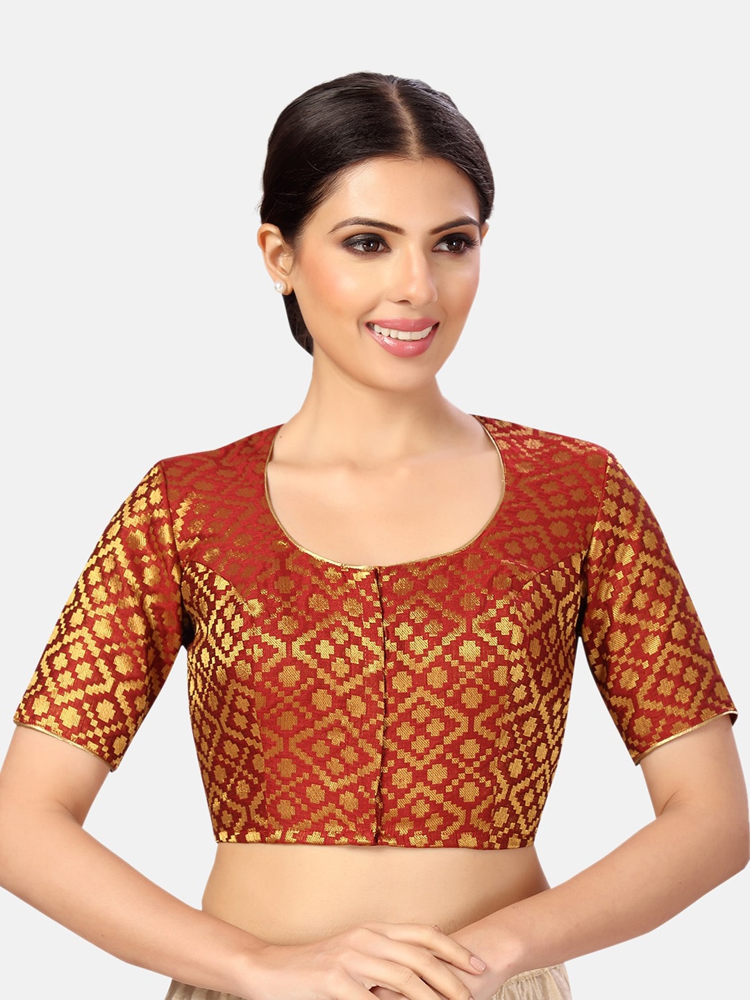 

Studio Shringaar Woven Design Brocade Saree Blouse, Maroon
