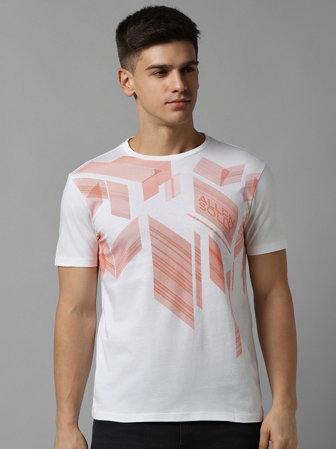 

Allen Solly Graphic Printed Round Neck Short Sleeve Cotton Slim Fit T-shirt, White