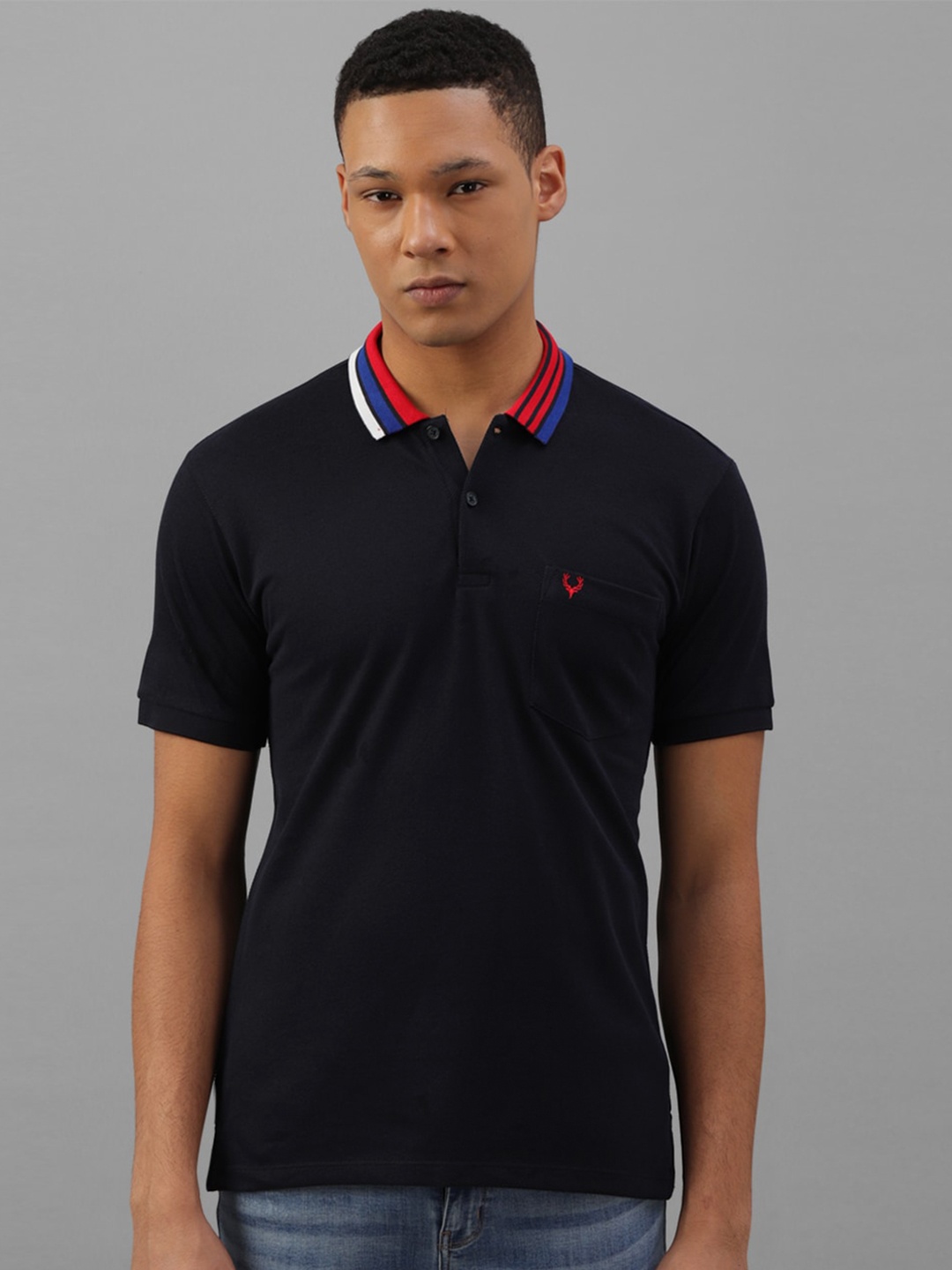 

Allen Solly Polo Collar Pure Cotton T-shirt, Navy blue