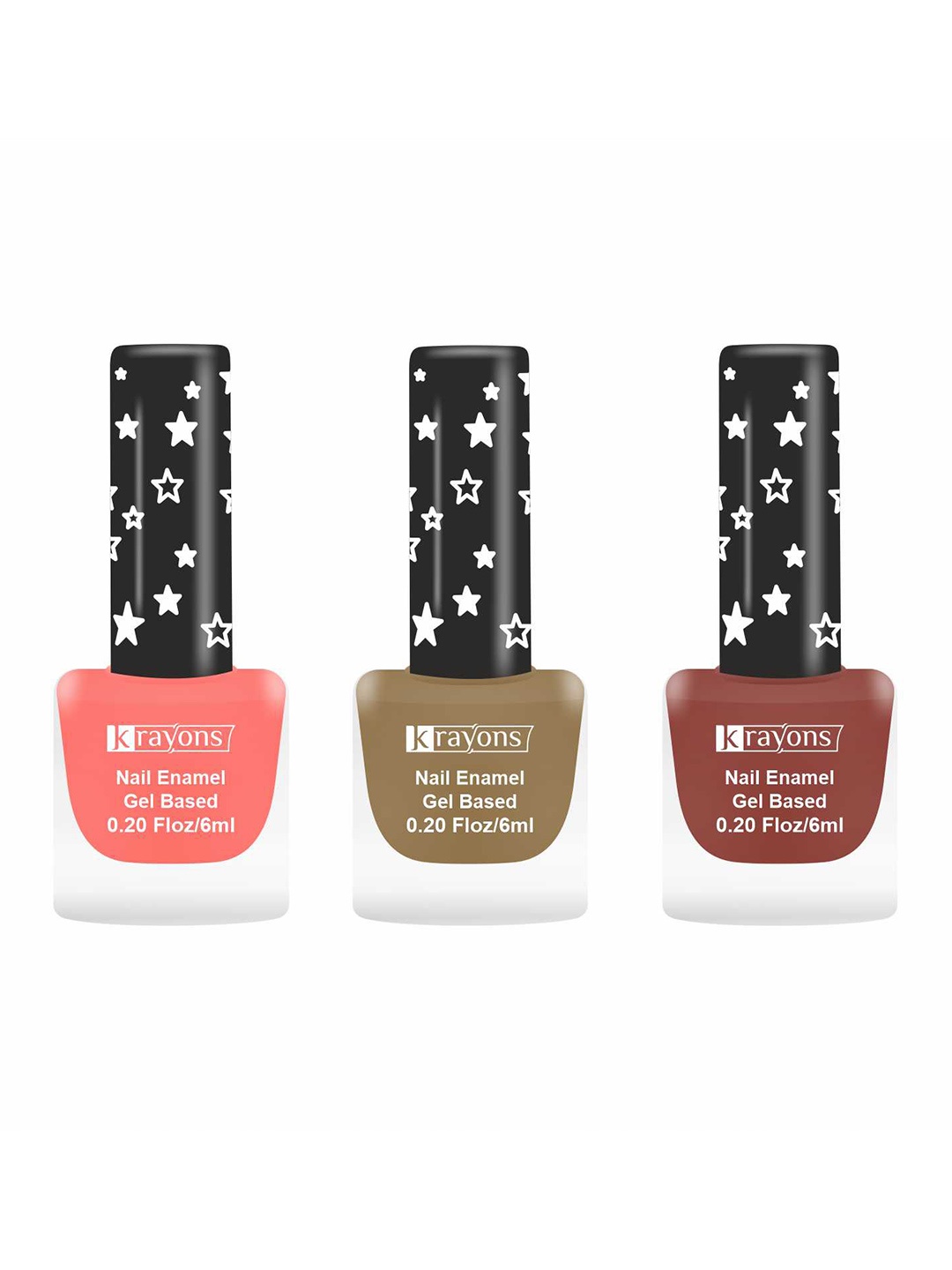 

krayons Set of 3 Cute Super Matte Quick Dry Long Lasting Gel Based Nail Enamel - 6 ml each, Peach