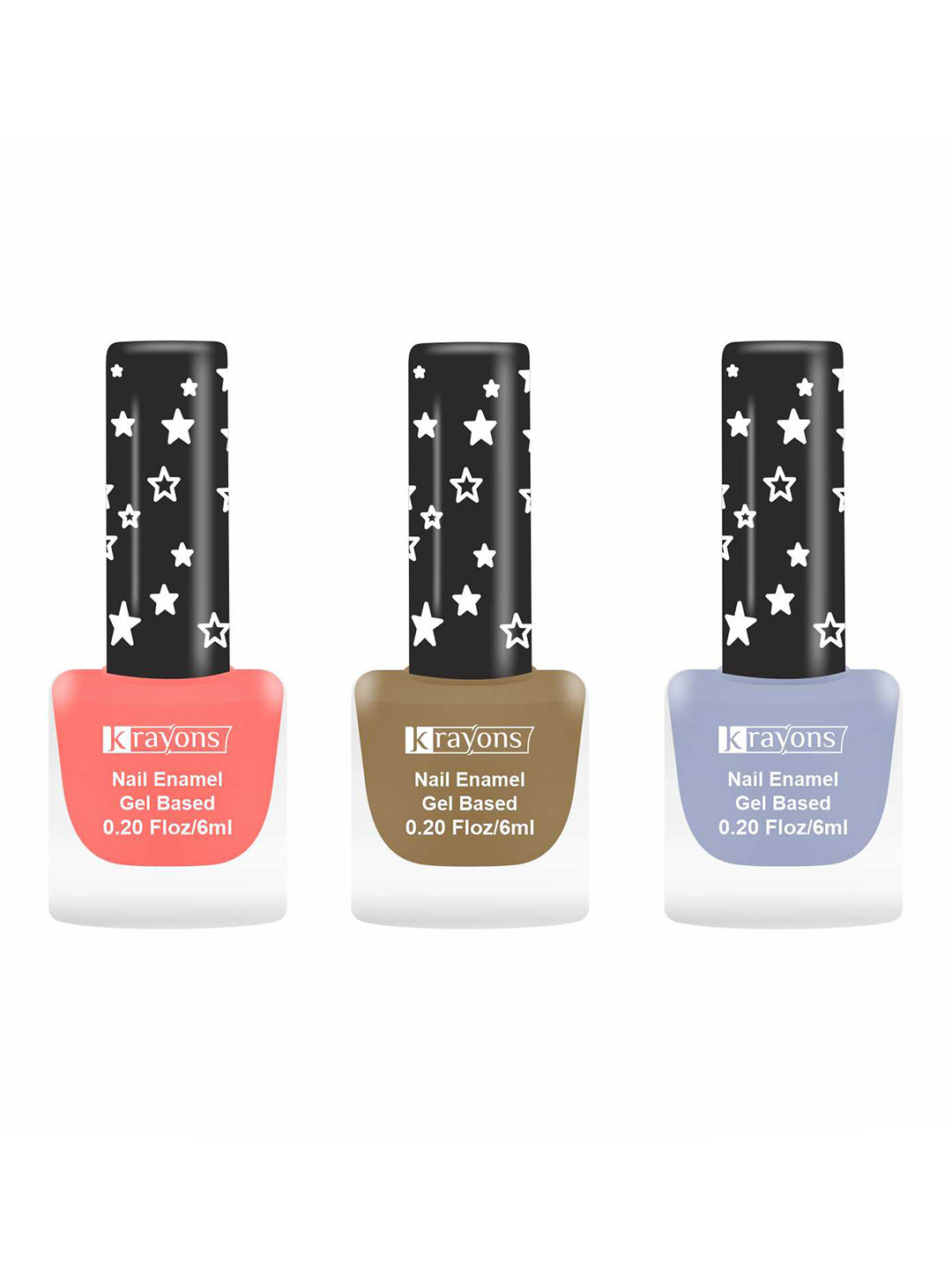 

krayons Set of 3 Cute Super Matte Quick Dry Long Lasting Gel Based Nail Enamel - 6 ml each, Peach