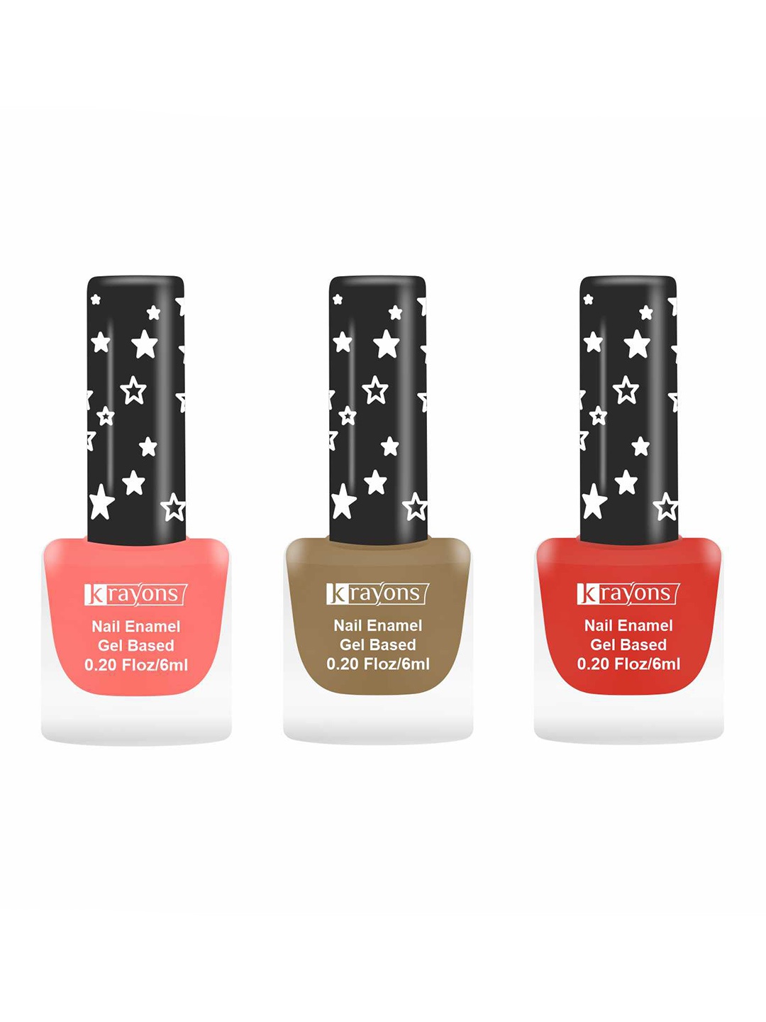 

krayons Set of 3 Cute Super Matte Quick Dry Long Lasting Gel Based Nail Enamel - 6 ml each, Peach