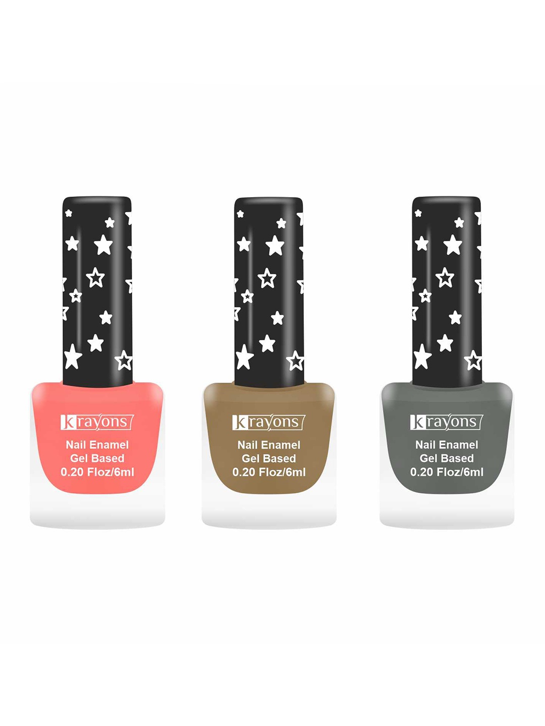 

krayons Set of 3 Cute Super Matte Quick Dry Long Lasting Gel Based Nail Enamel - 6 ml each, Peach