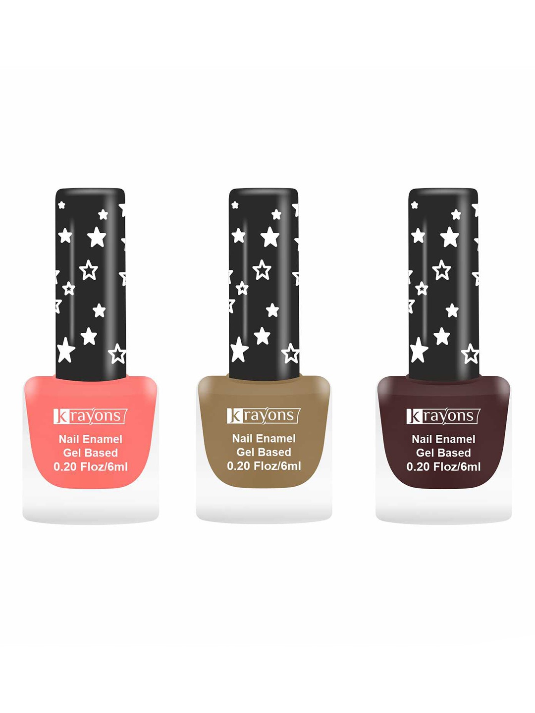 

krayons Set Of 3 Gel Based Matte Finish Nail Enamel - Blossom Peach+Nude Beige+Wine Matte, Multi