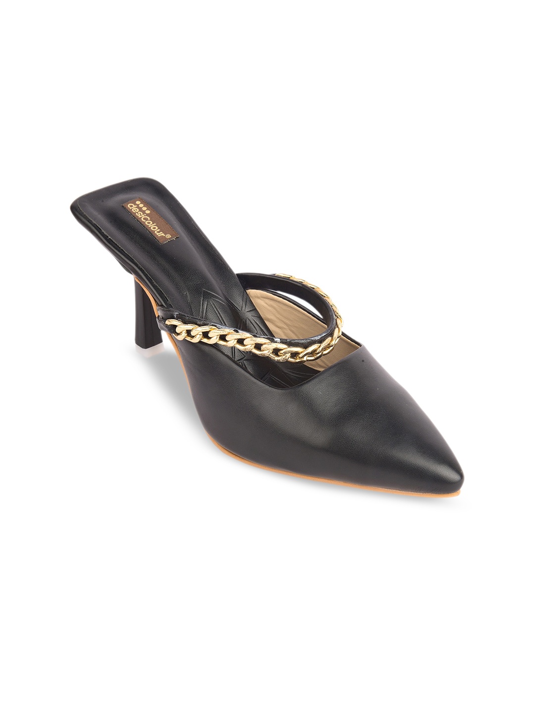 

DESI COLOUR Embellished Pointed Toe Slim Heels, Black