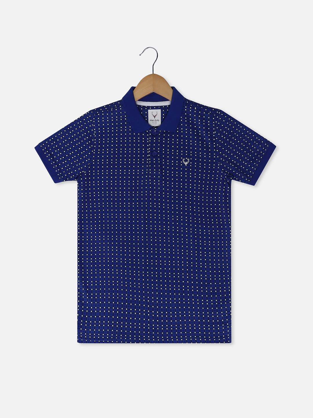 

Allen Solly Junior Boys Geometric Printed Polo Collar Pure Cotton T-shirt, Blue