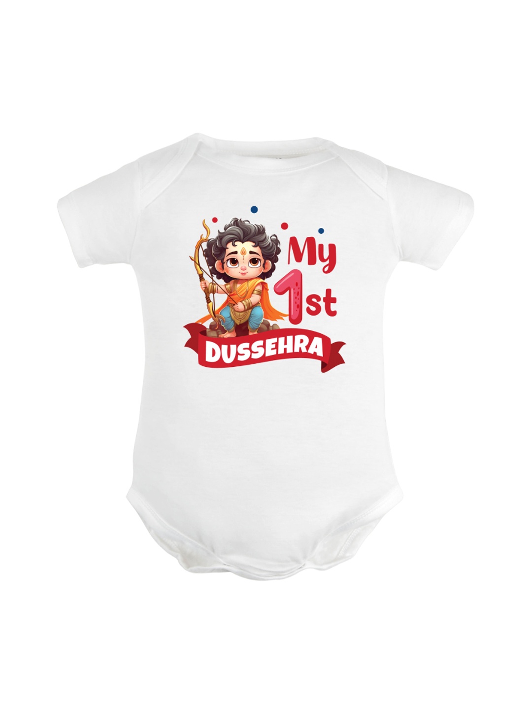 

FFLIRTYGO Infants Dussehra Printed Pure Cotton Bodysuit, White