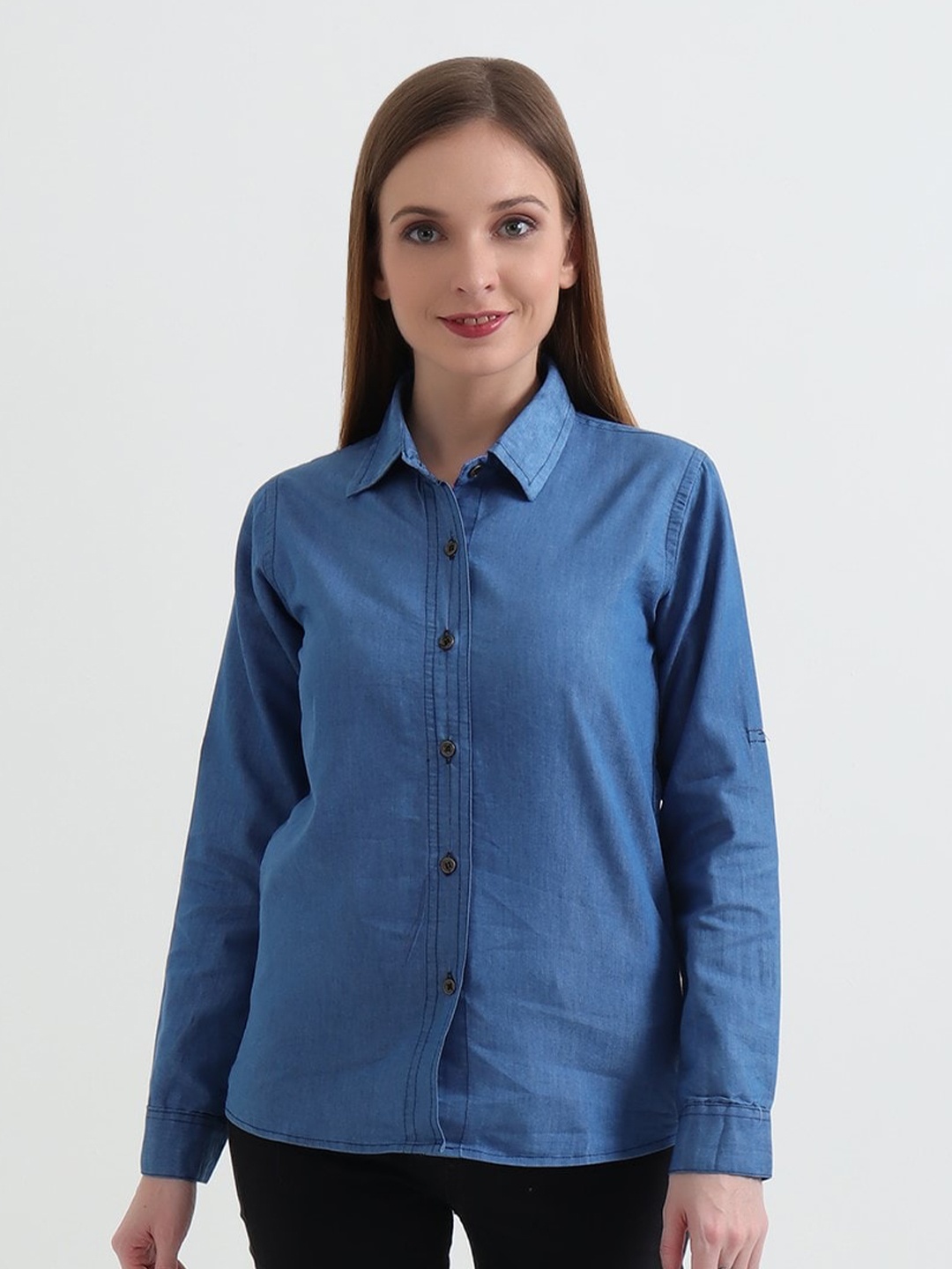 

DKGF FASHION Comfort Denim Casual Shirt, Blue