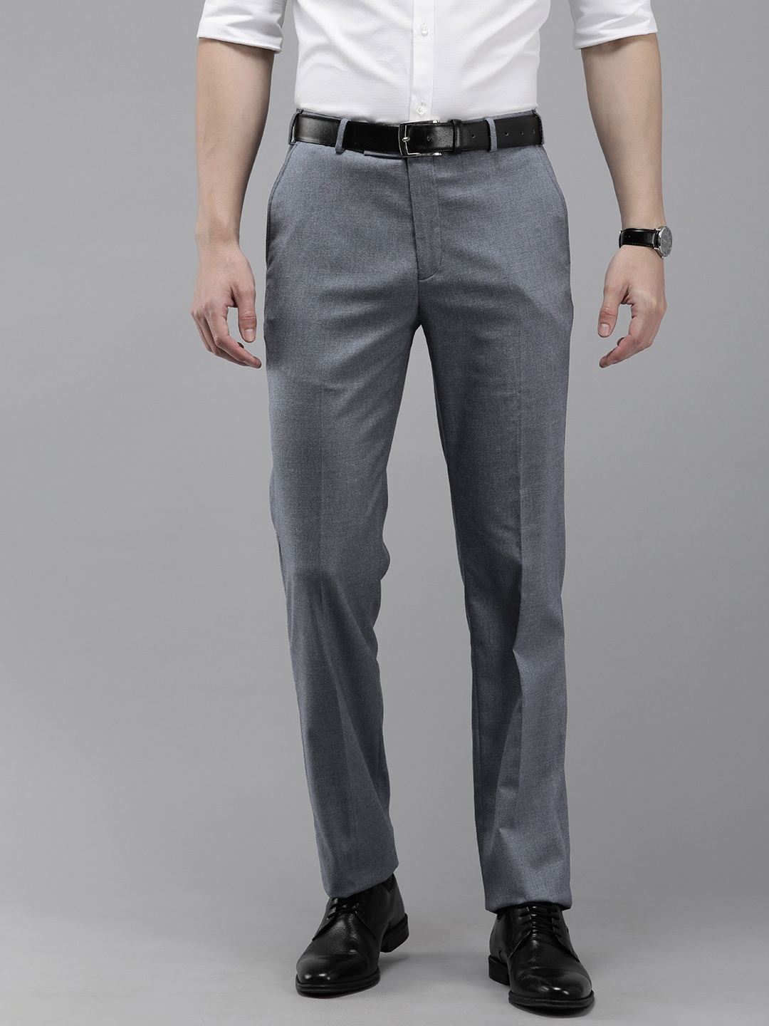

Park Avenue Men Solid Mid-Rise Formal Trousers, Blue