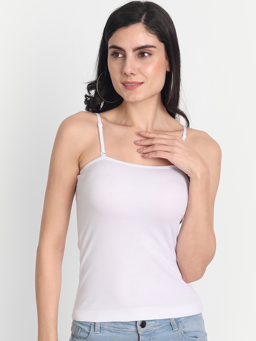 

Aimly Non-Padded Cotton Extra Transparent Removable Strap Camisoles, White
