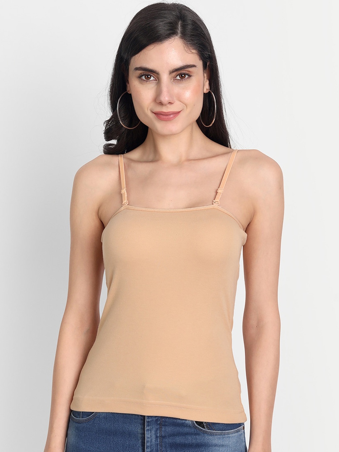 

Aimly Non-Padded Cotton Extra Transparent Removable Strap Camisoles, Beige