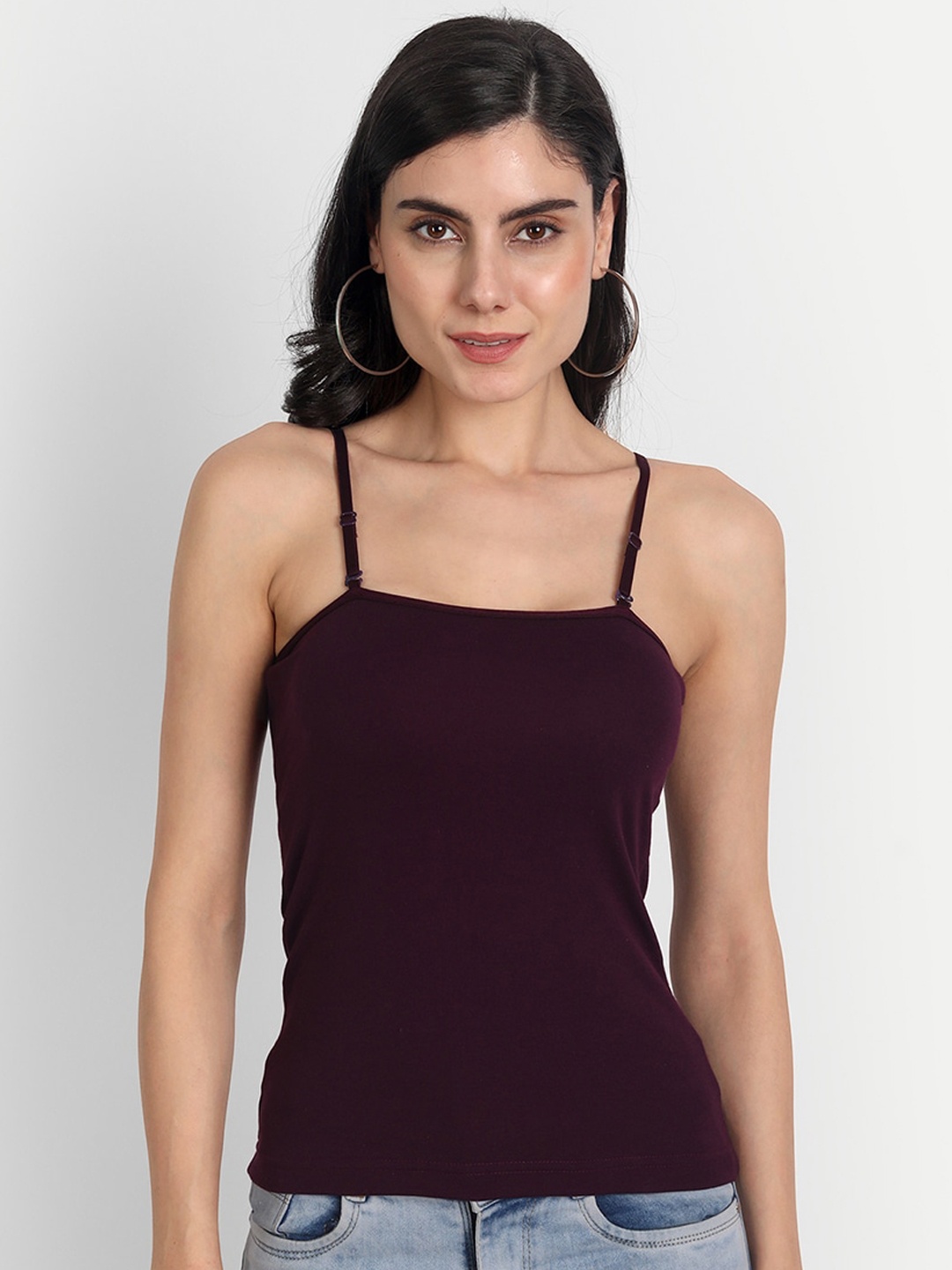 

Aimly Non-Padded Cotton Extra Transparent Removable Strap Camisoles, Purple