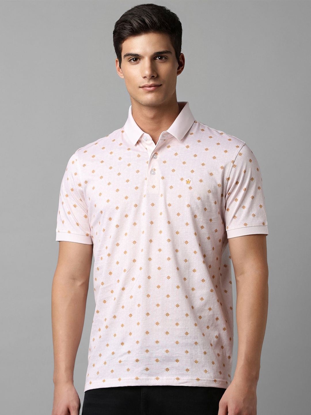 

Louis Philippe Conversational Printed Polo Collar Pure Cotton T-shirt, Pink